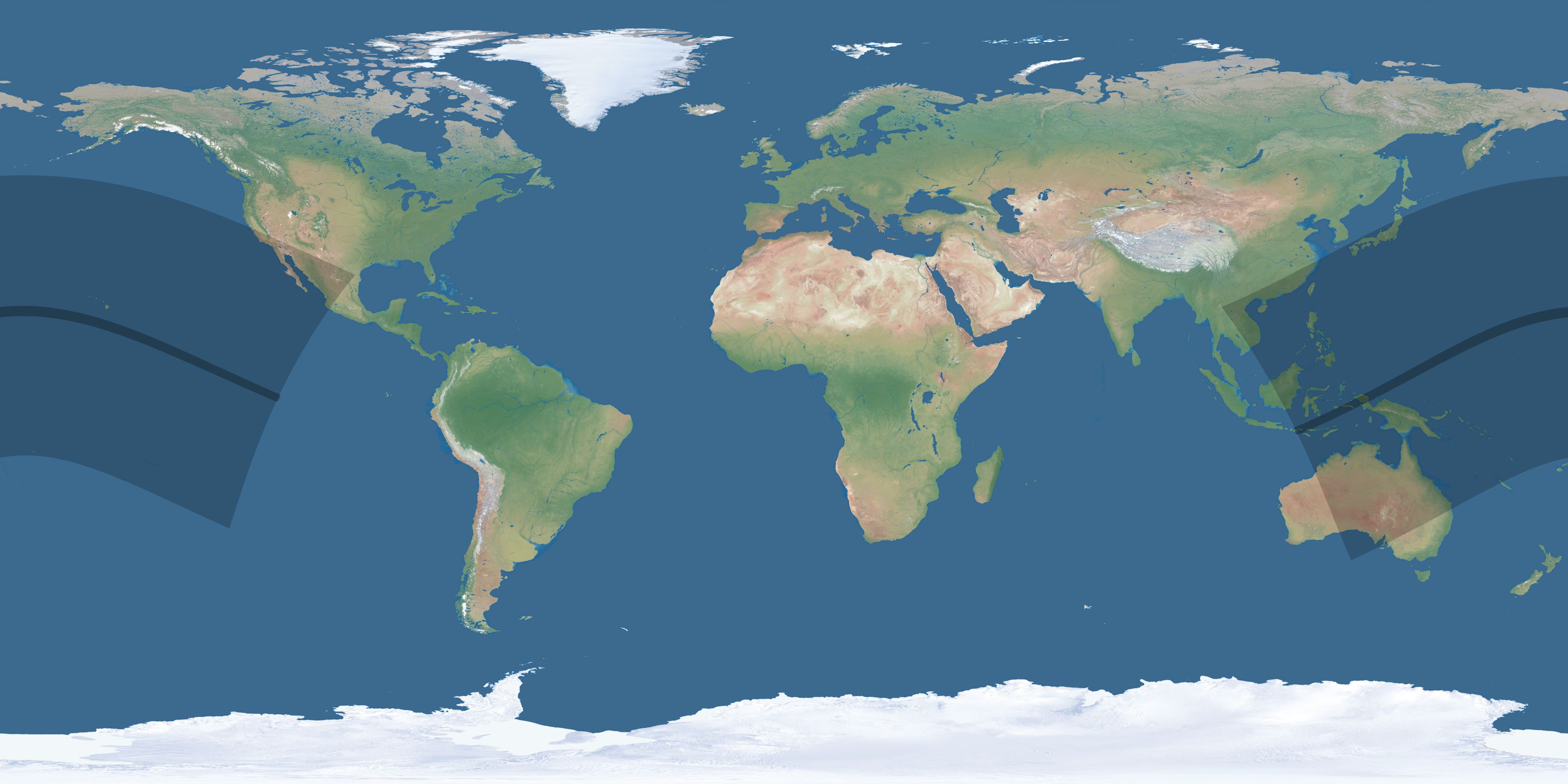 Map of the umbra and penumbra path of the solar eclipse of 06/25/2150