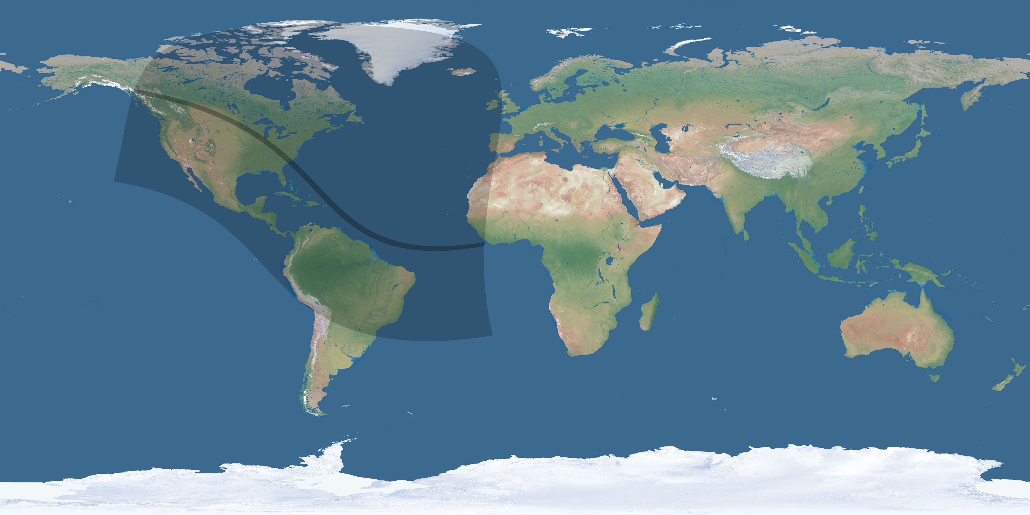 Map of the umbra and penumbra path of the solar eclipse of 10/17/2153