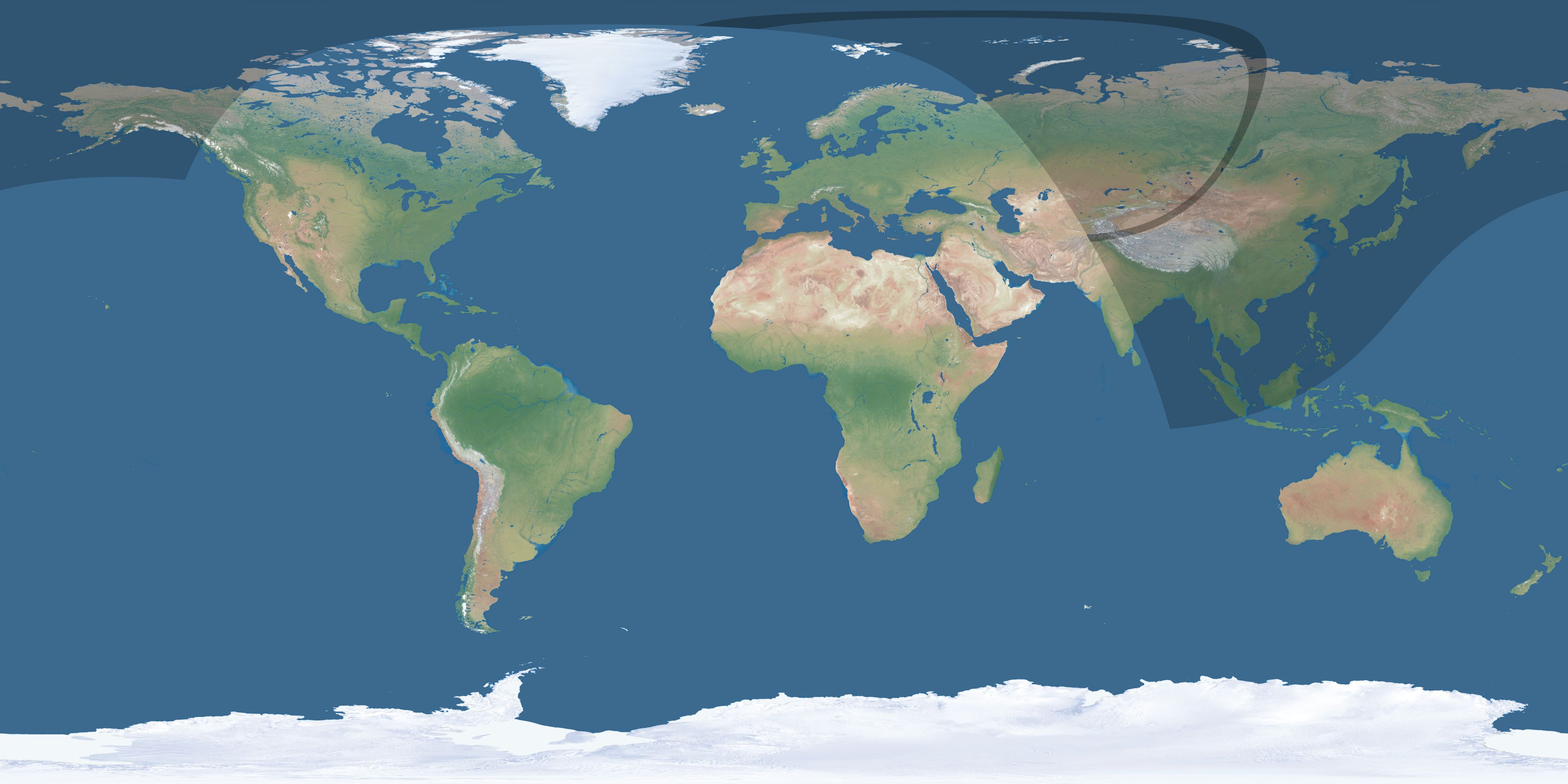 Map of the umbra and penumbra path of the solar eclipse of 04/02/2155