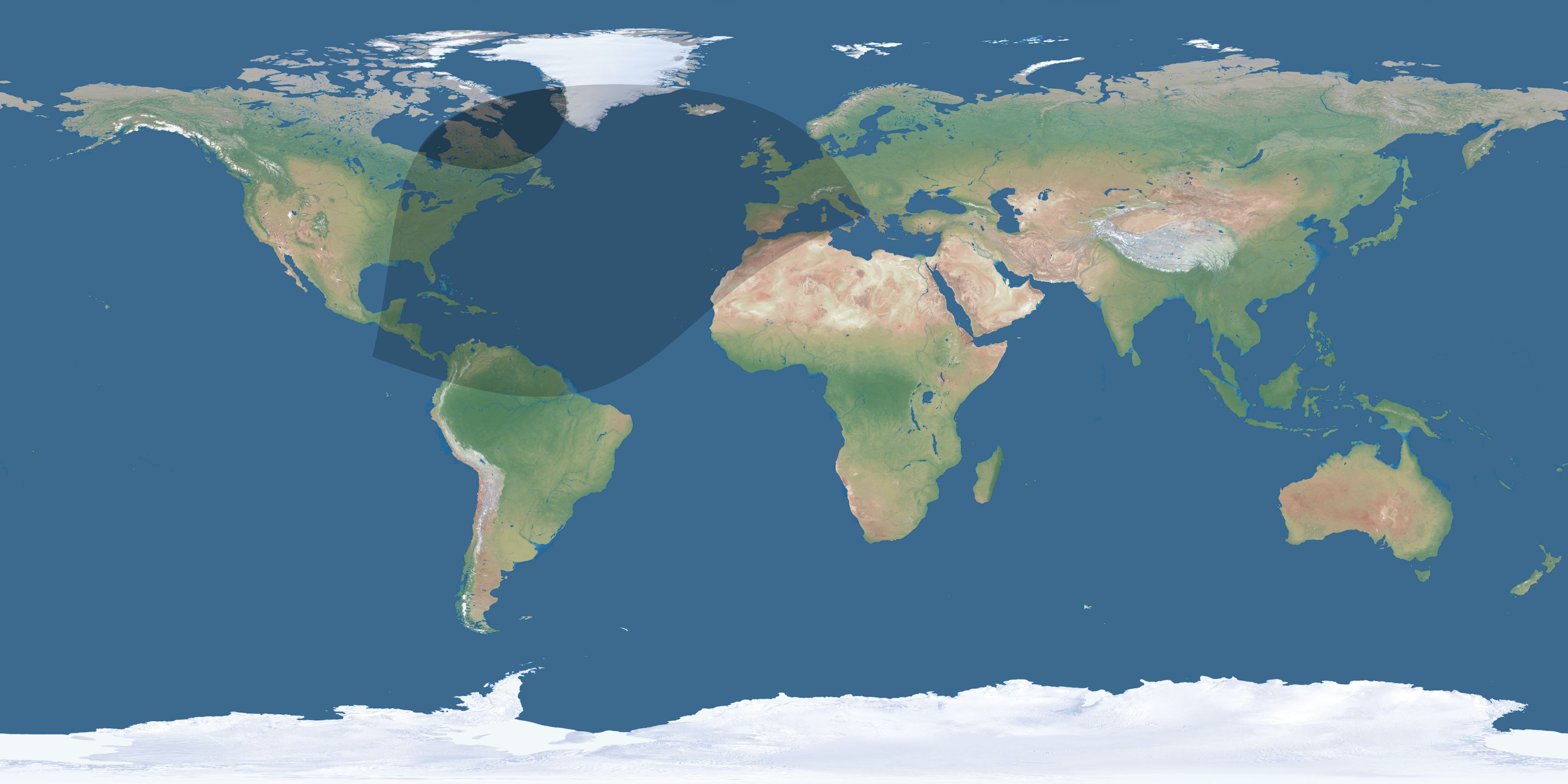 Map of the umbra and penumbra path of the solar eclipse of 01/19/2159