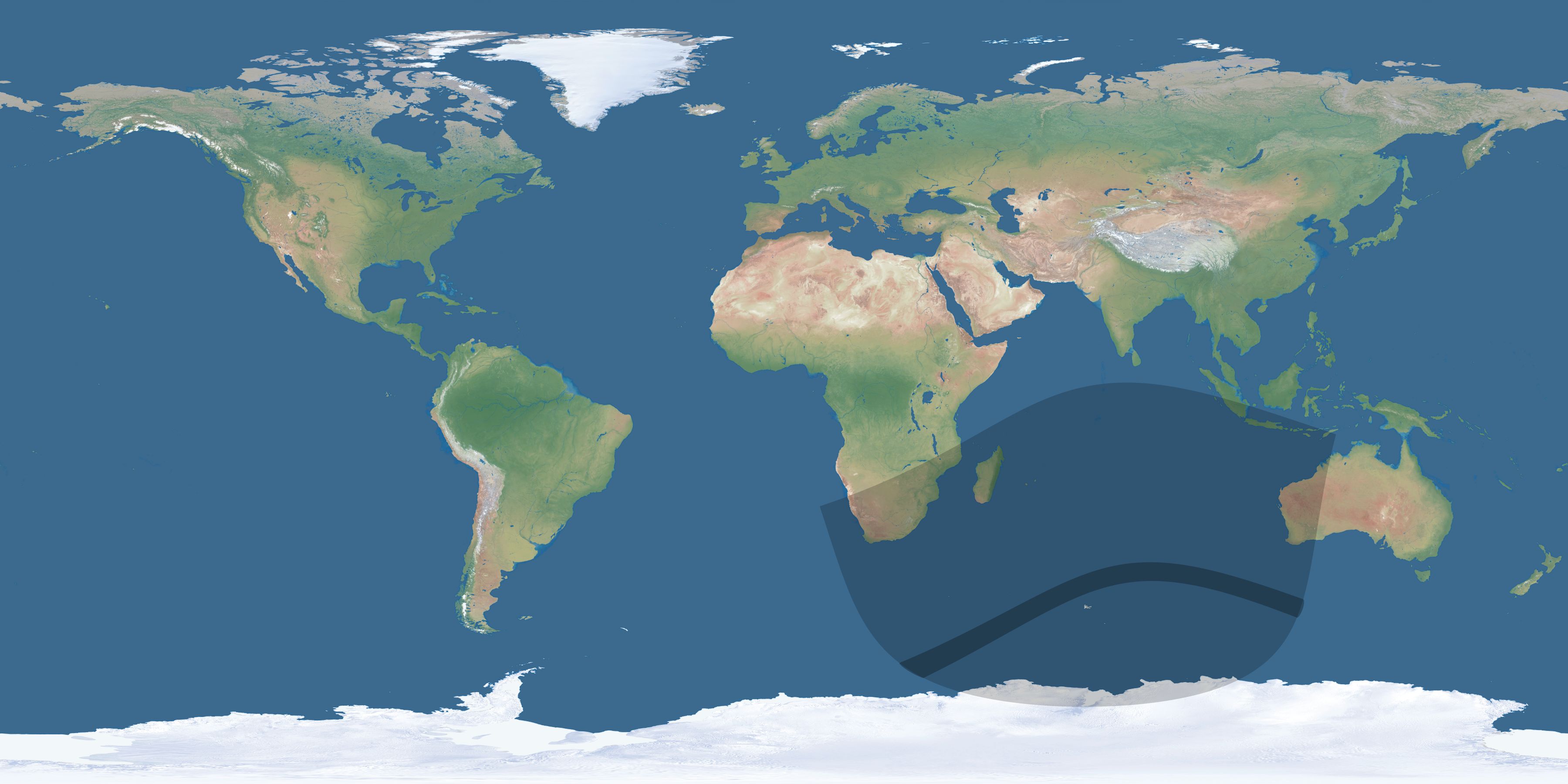 Map of the umbra and penumbra path of the solar eclipse of 05/14/2162