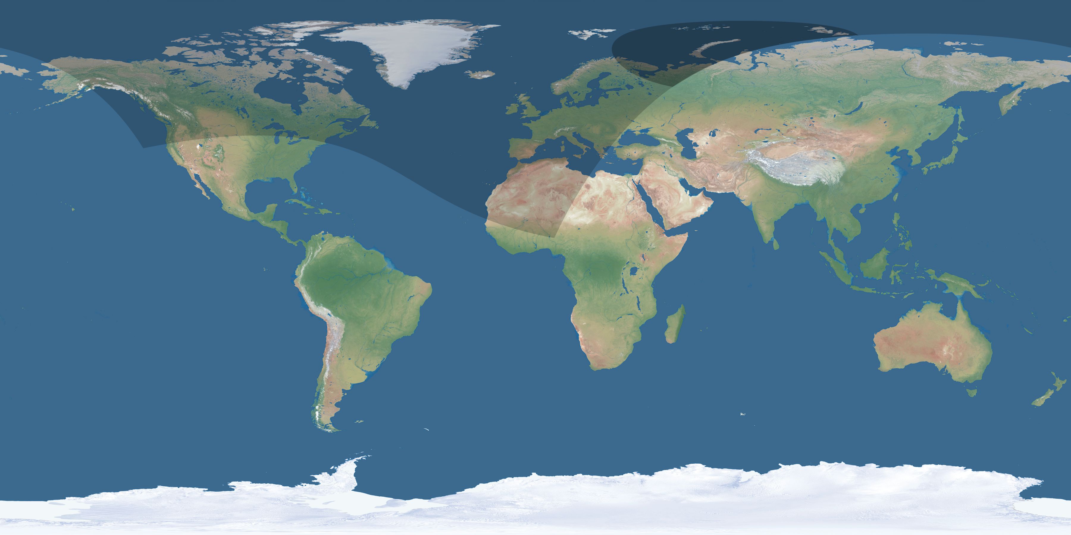 Map of the umbra and penumbra path of the solar eclipse of 08/25/2166