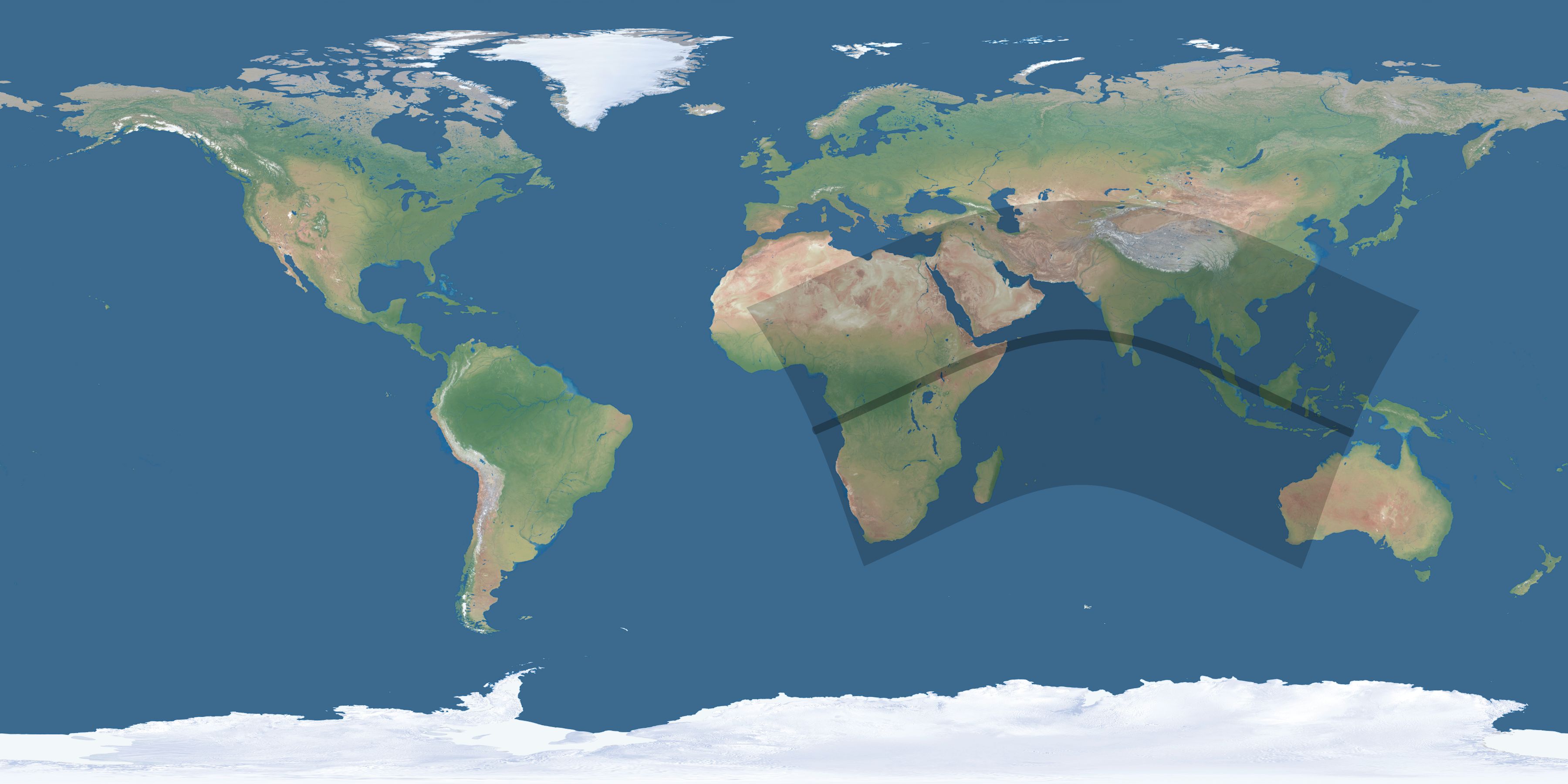 Map of the umbra and penumbra path of the solar eclipse of 07/05/2168
