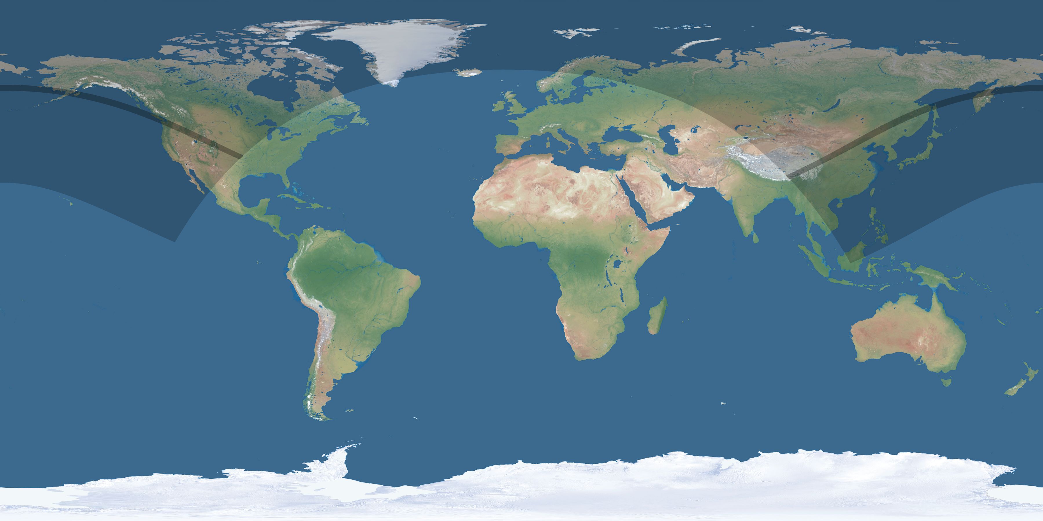 Map of the umbra and penumbra path of the solar eclipse of 06/25/2169