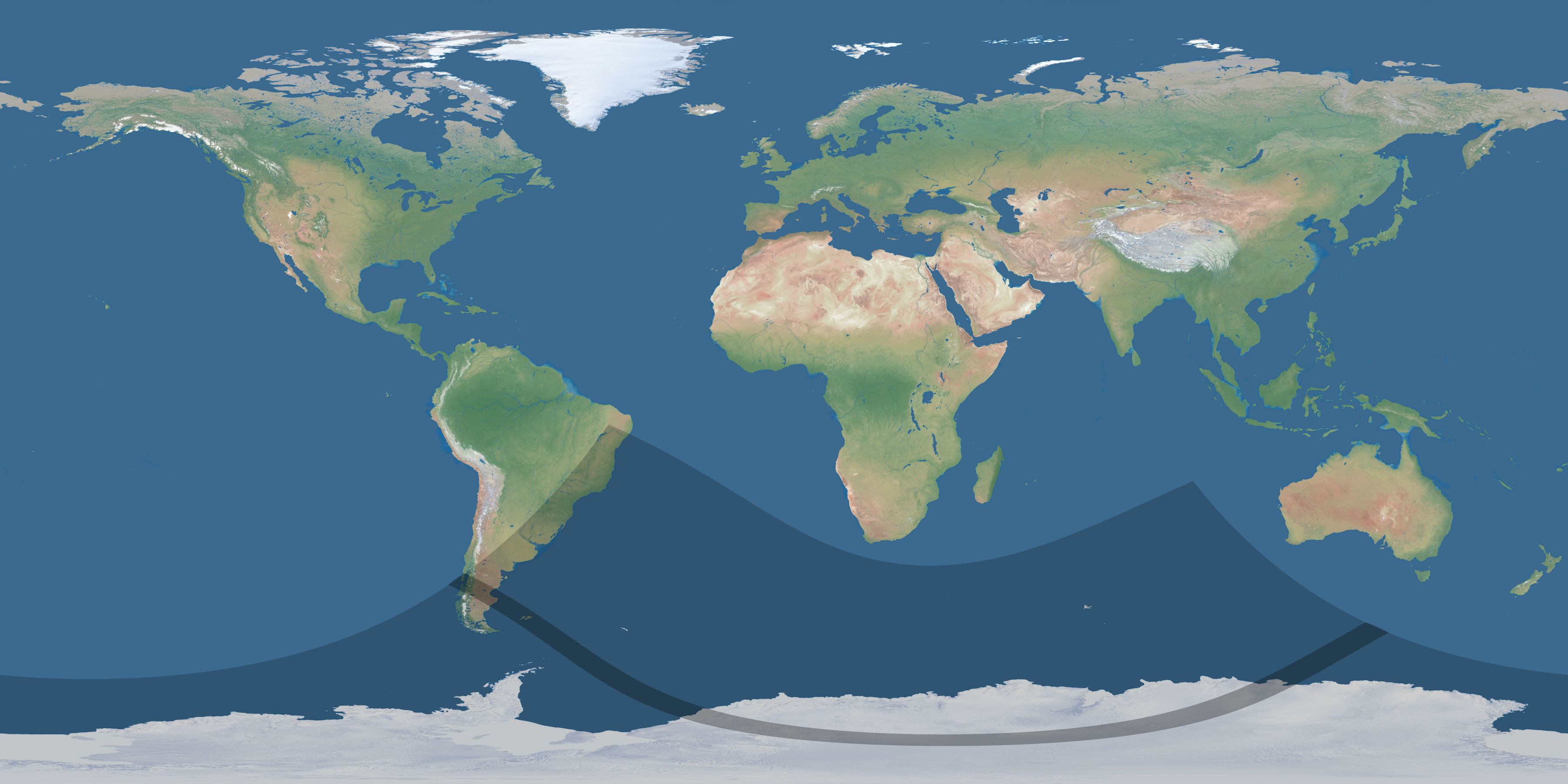 Map of the umbra and penumbra path of the solar eclipse of 12/18/2169