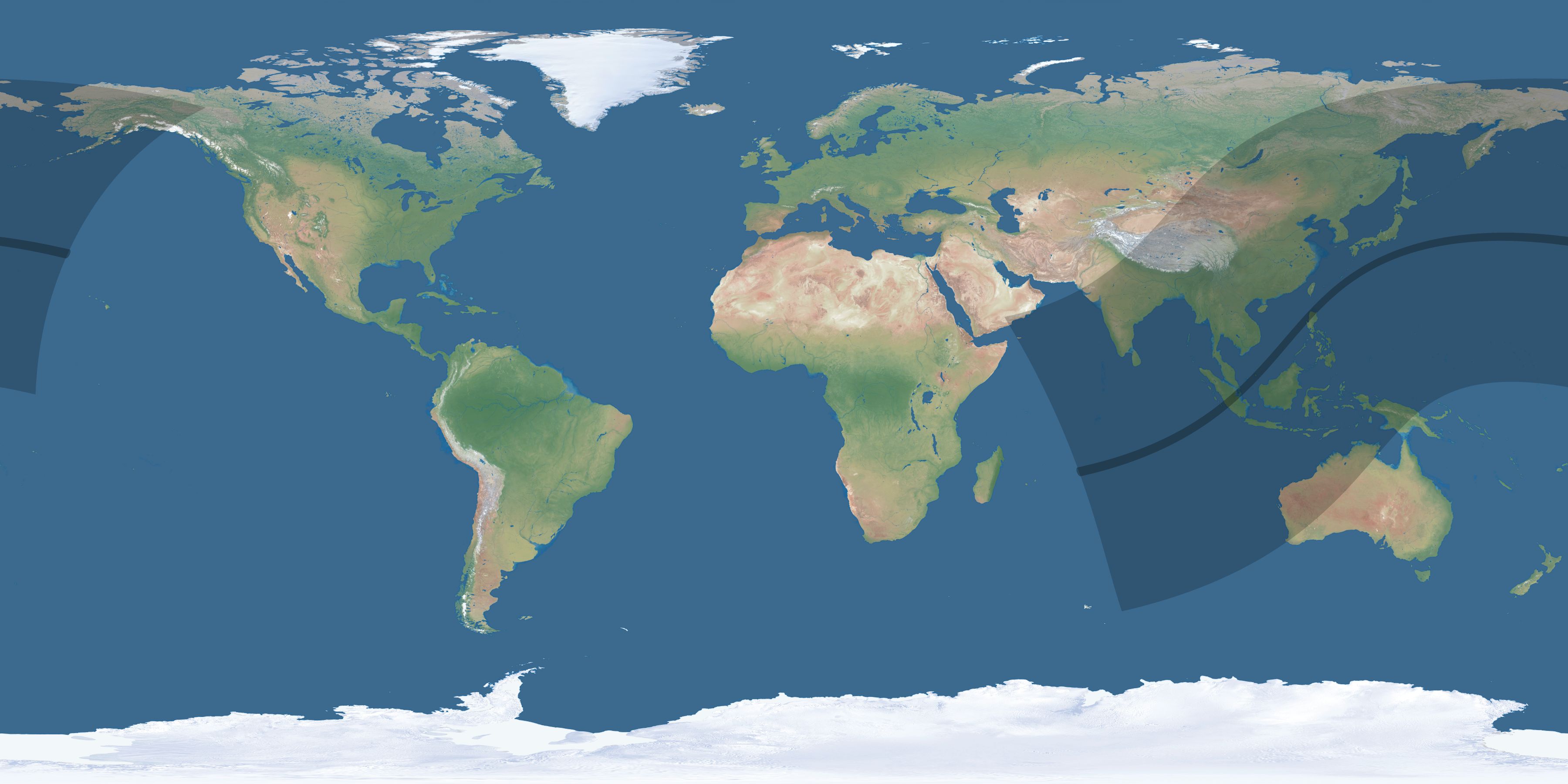 Map of the umbra and penumbra path of the solar eclipse of 04/23/2172