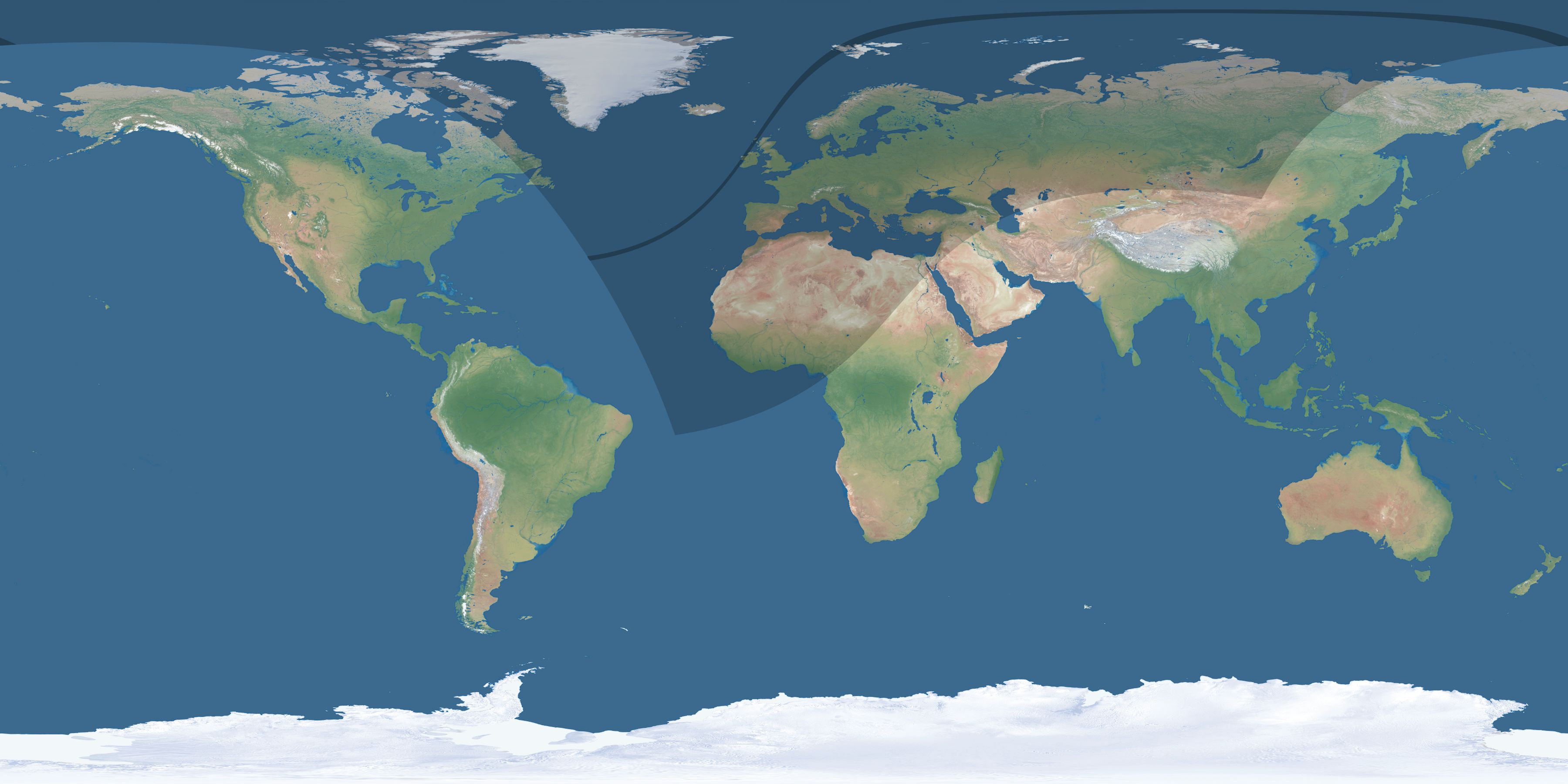 Map of the umbra and penumbra path of the solar eclipse of 04/12/2173
