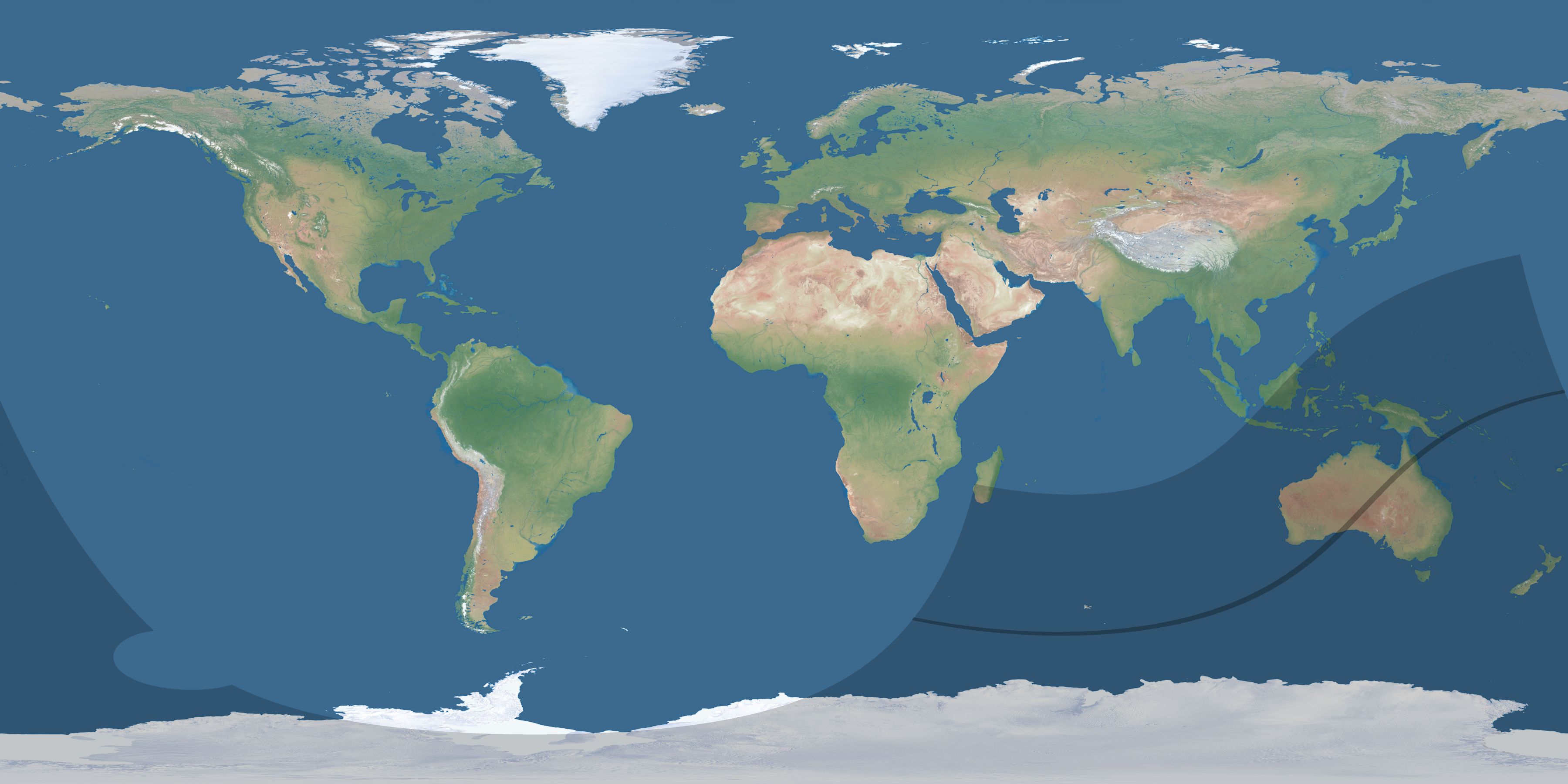 Map of the umbra and penumbra path of the solar eclipse of 02/21/2175