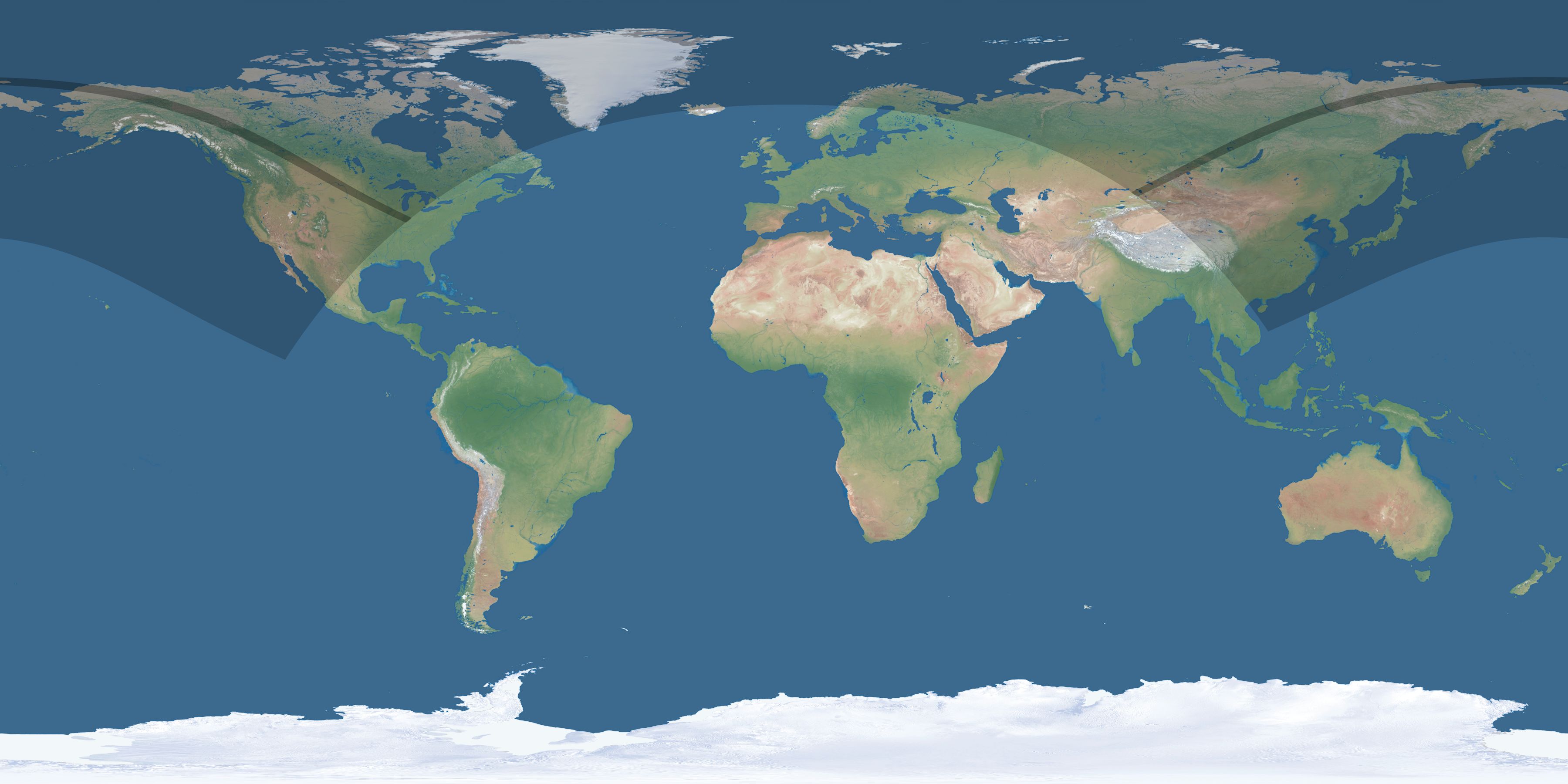 Map of the umbra and penumbra path of the solar eclipse of 06/16/2178