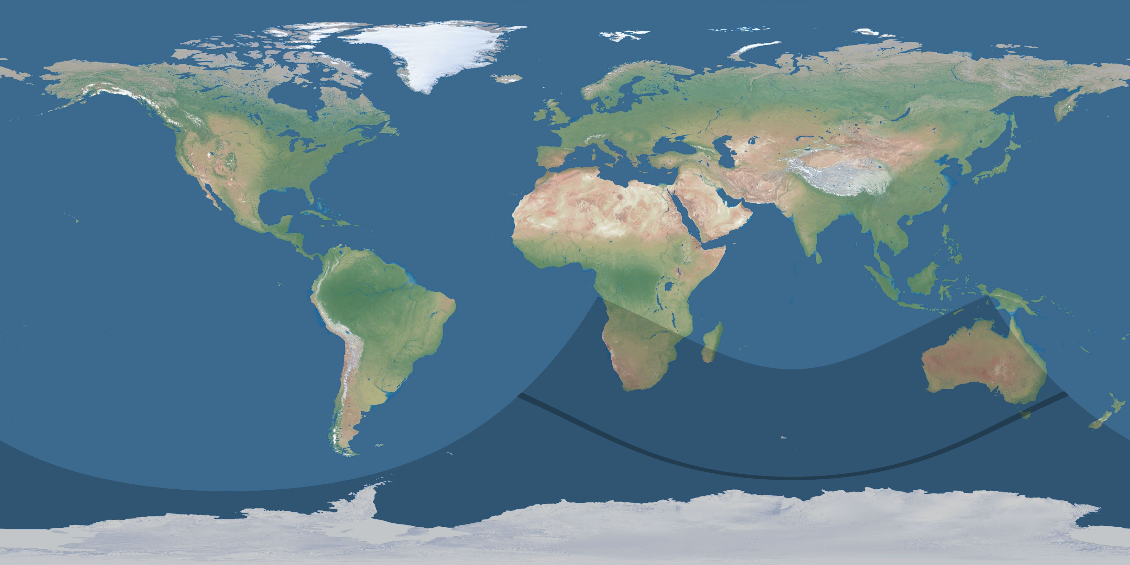 Map of the umbra and penumbra path of the solar eclipse of 12/09/2178