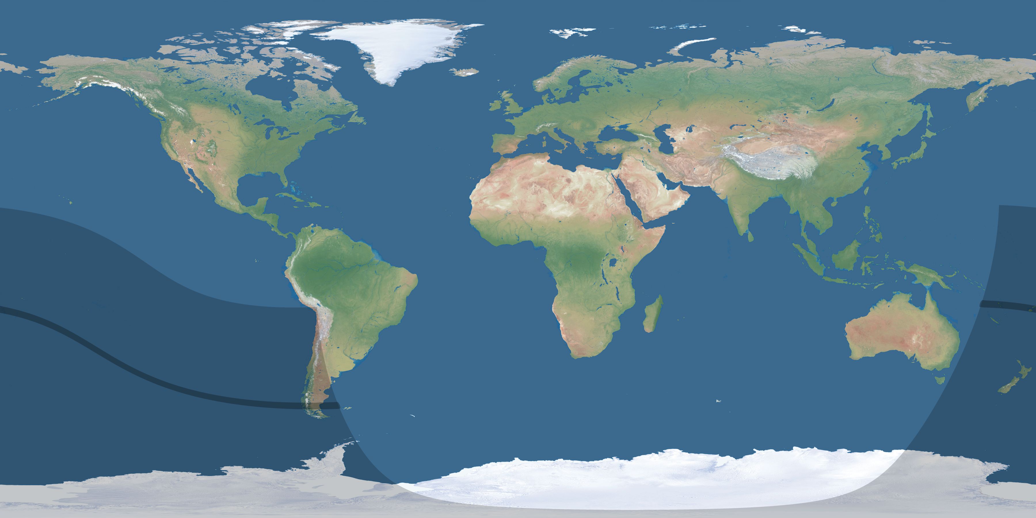 Map of the umbra and penumbra path of the solar eclipse of 09/27/2182
