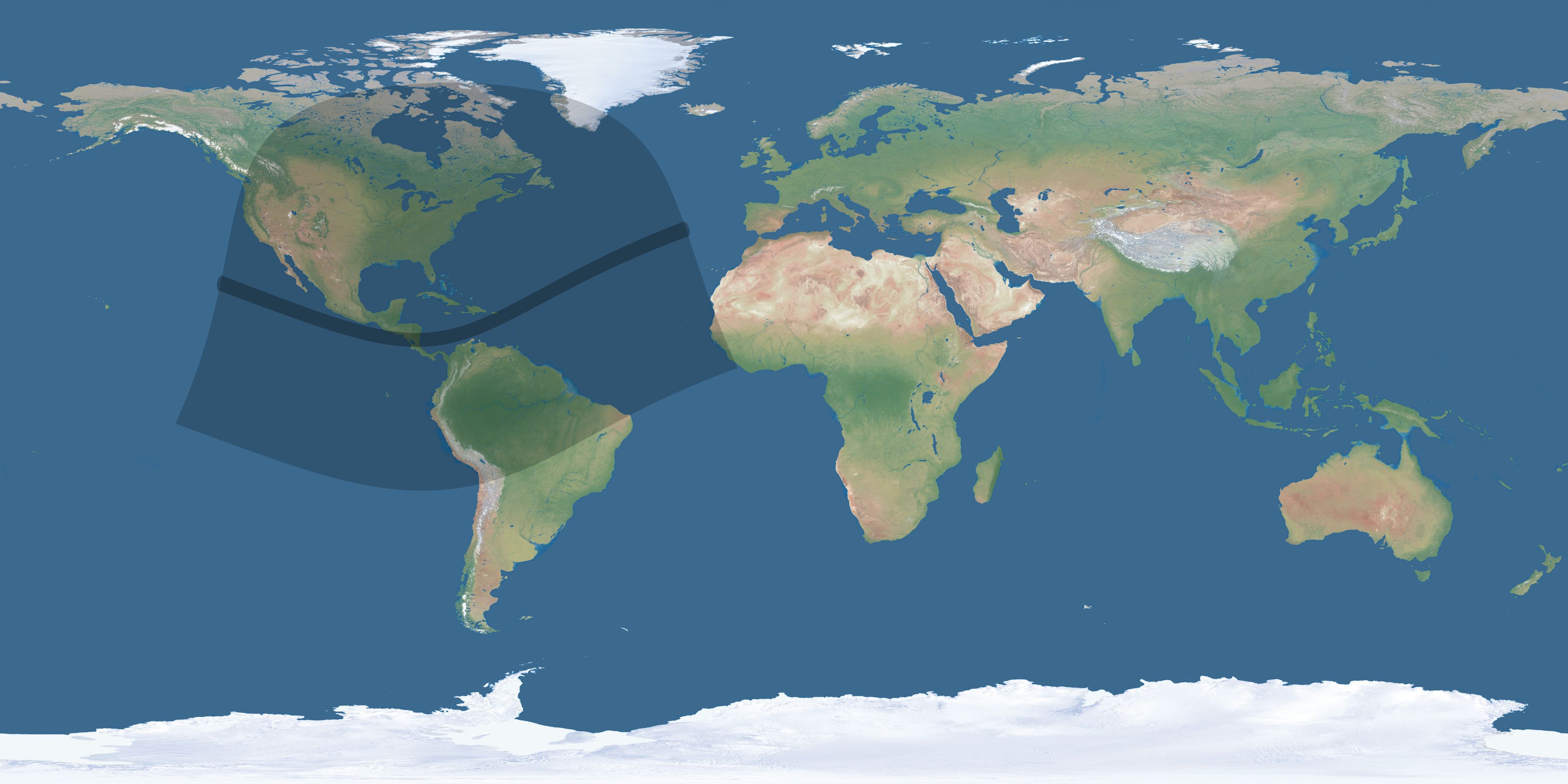 Map of the umbra and penumbra path of the solar eclipse of 01/20/2186