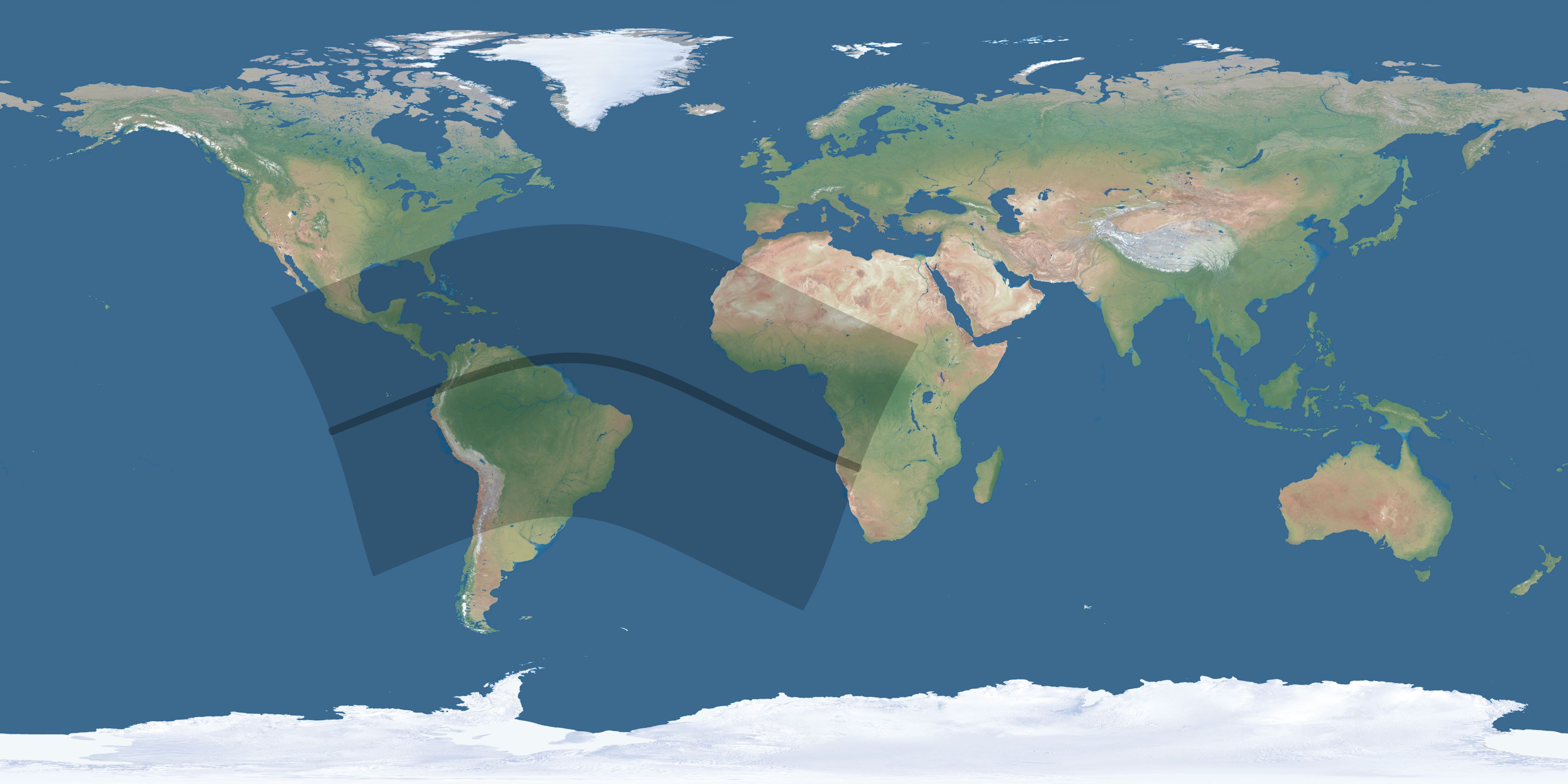 Map of the umbra and penumbra path of the solar eclipse of 07/16/2186