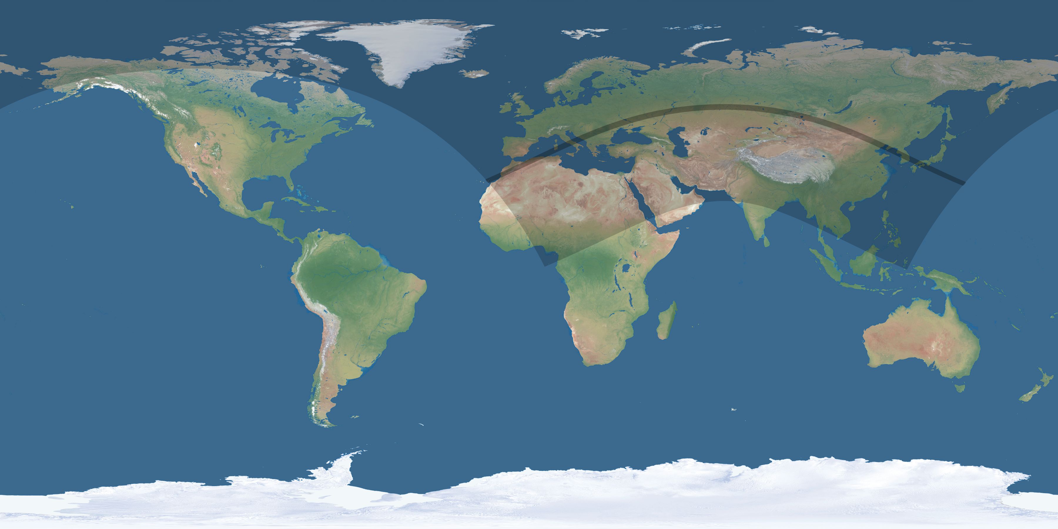 Map of the umbra and penumbra path of the solar eclipse of 07/06/2187
