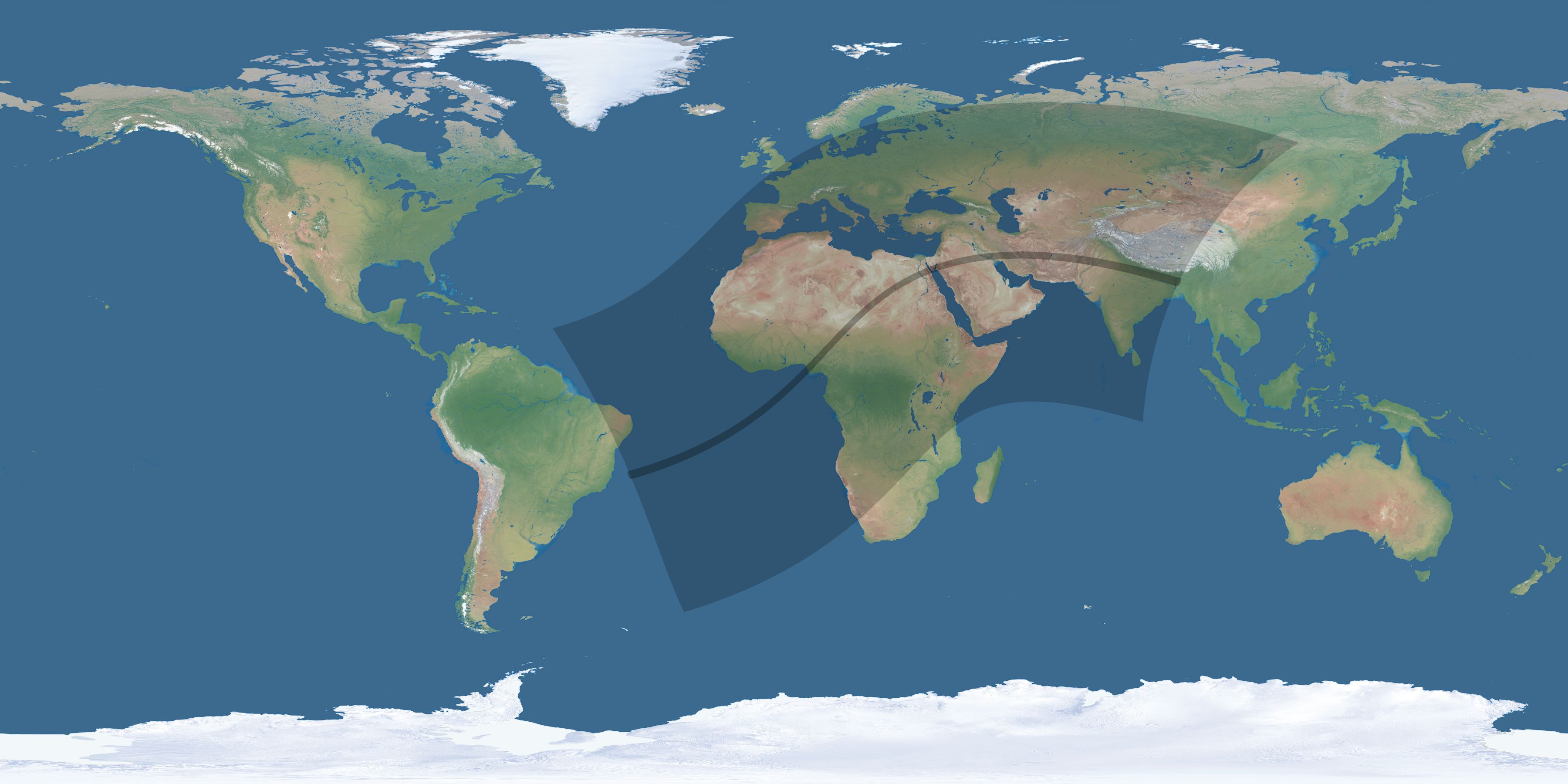 Map of the umbra and penumbra path of the solar eclipse of 05/04/2190