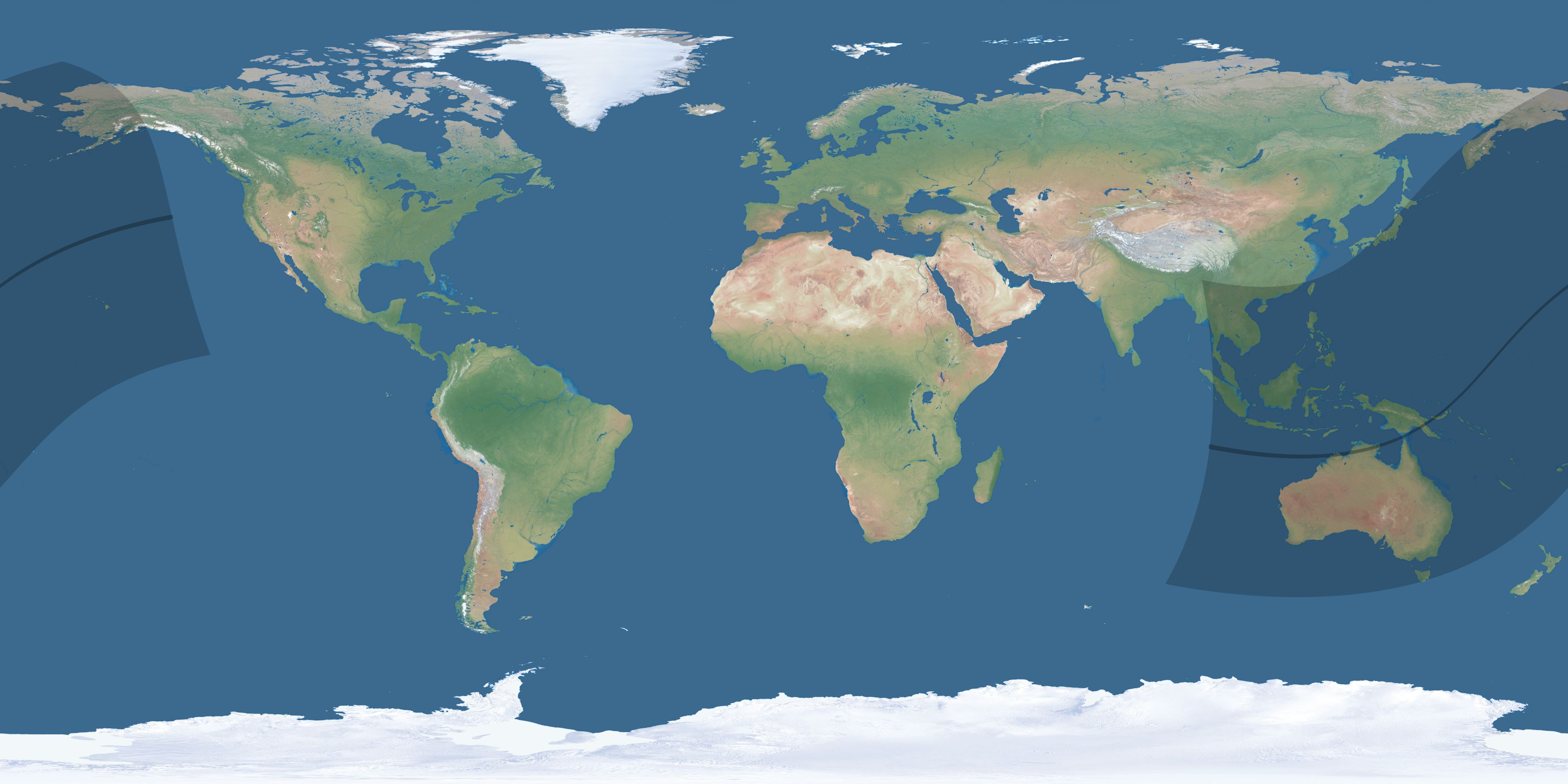 Map of the umbra and penumbra path of the solar eclipse of 02/21/2194
