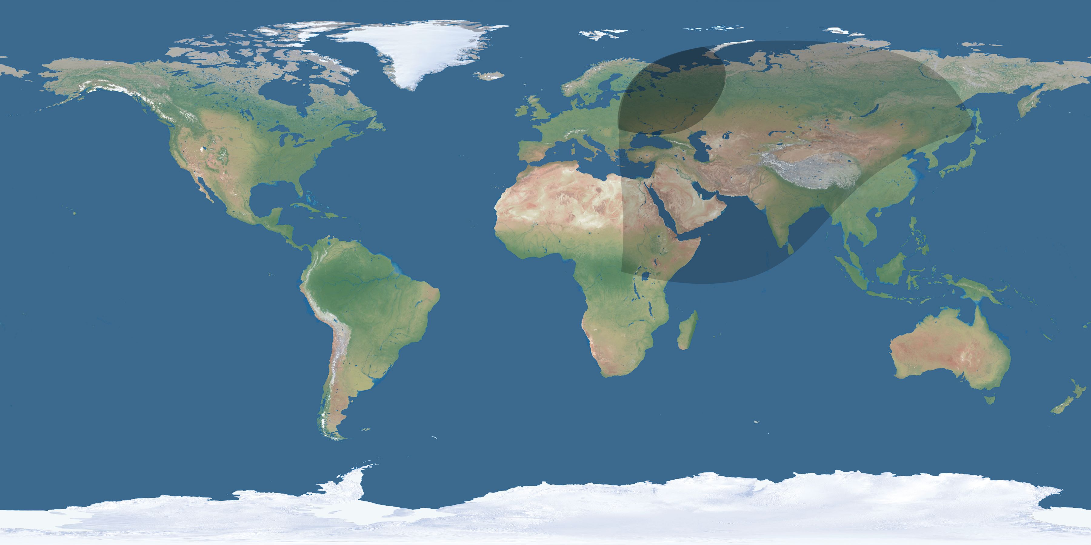 Map of the umbra and penumbra path of the solar eclipse of 02/10/2195