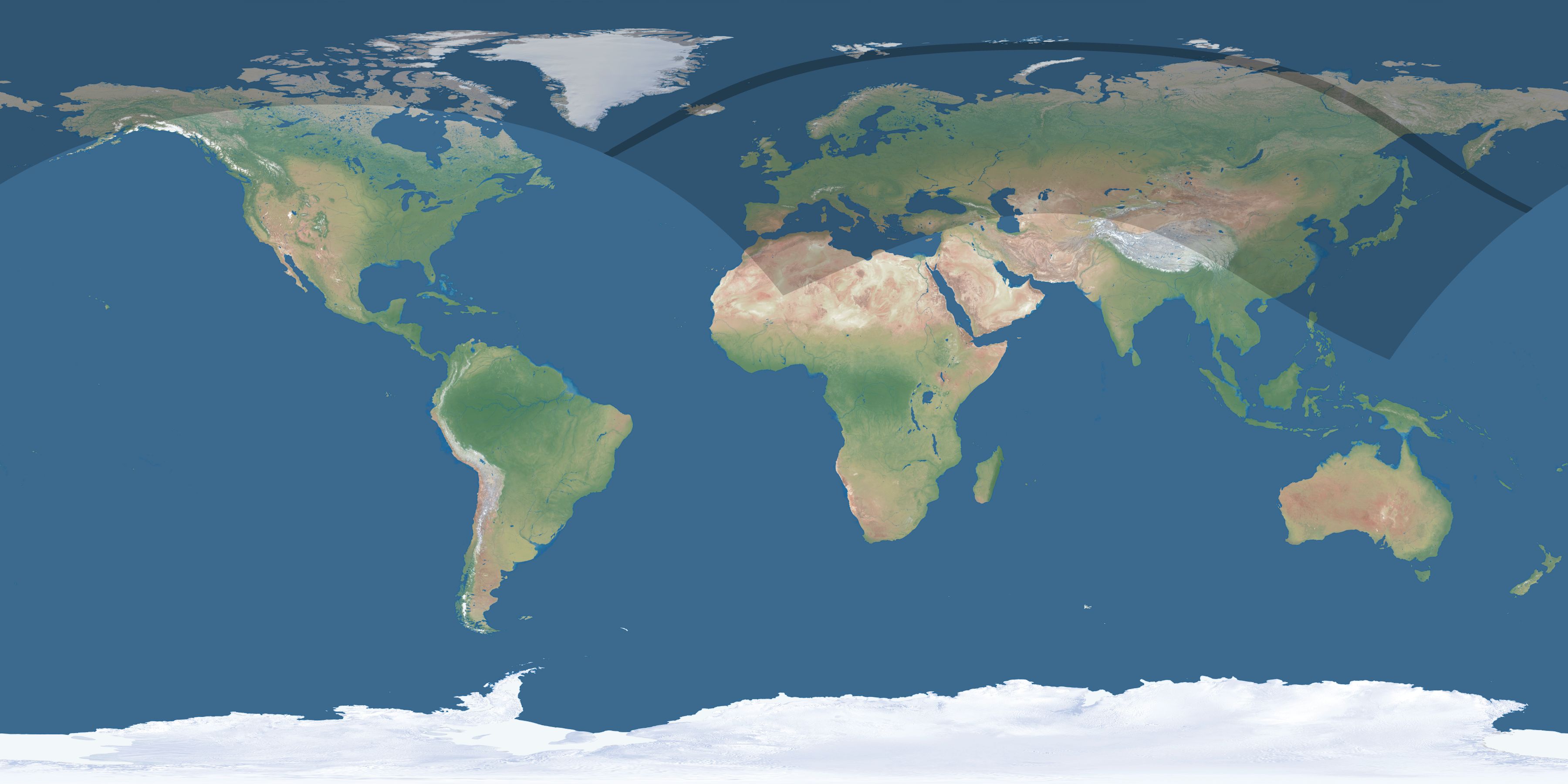 Map of the umbra and penumbra path of the solar eclipse of 06/26/2196