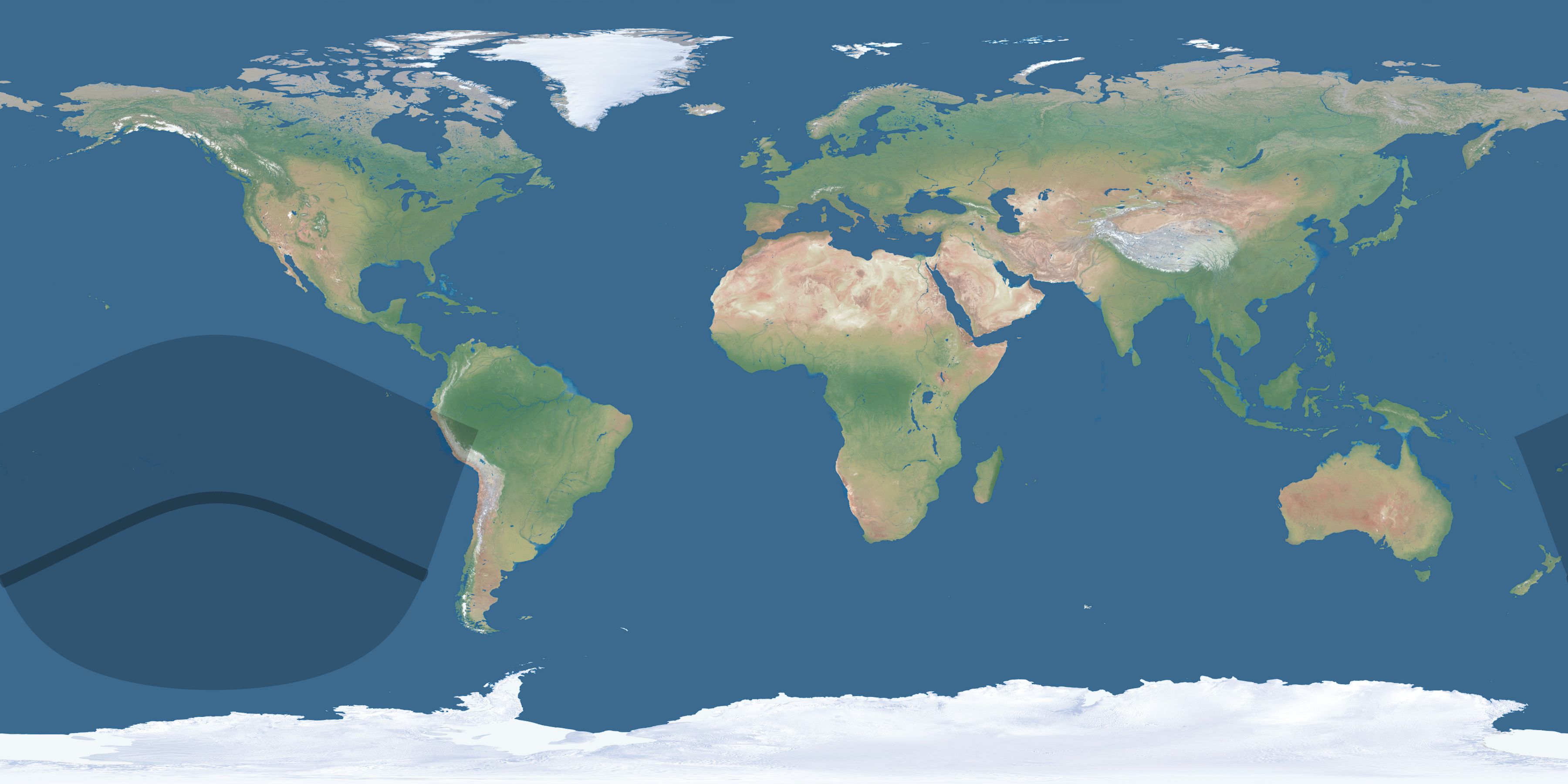 Map of the umbra and penumbra path of the solar eclipse of 06/04/2198