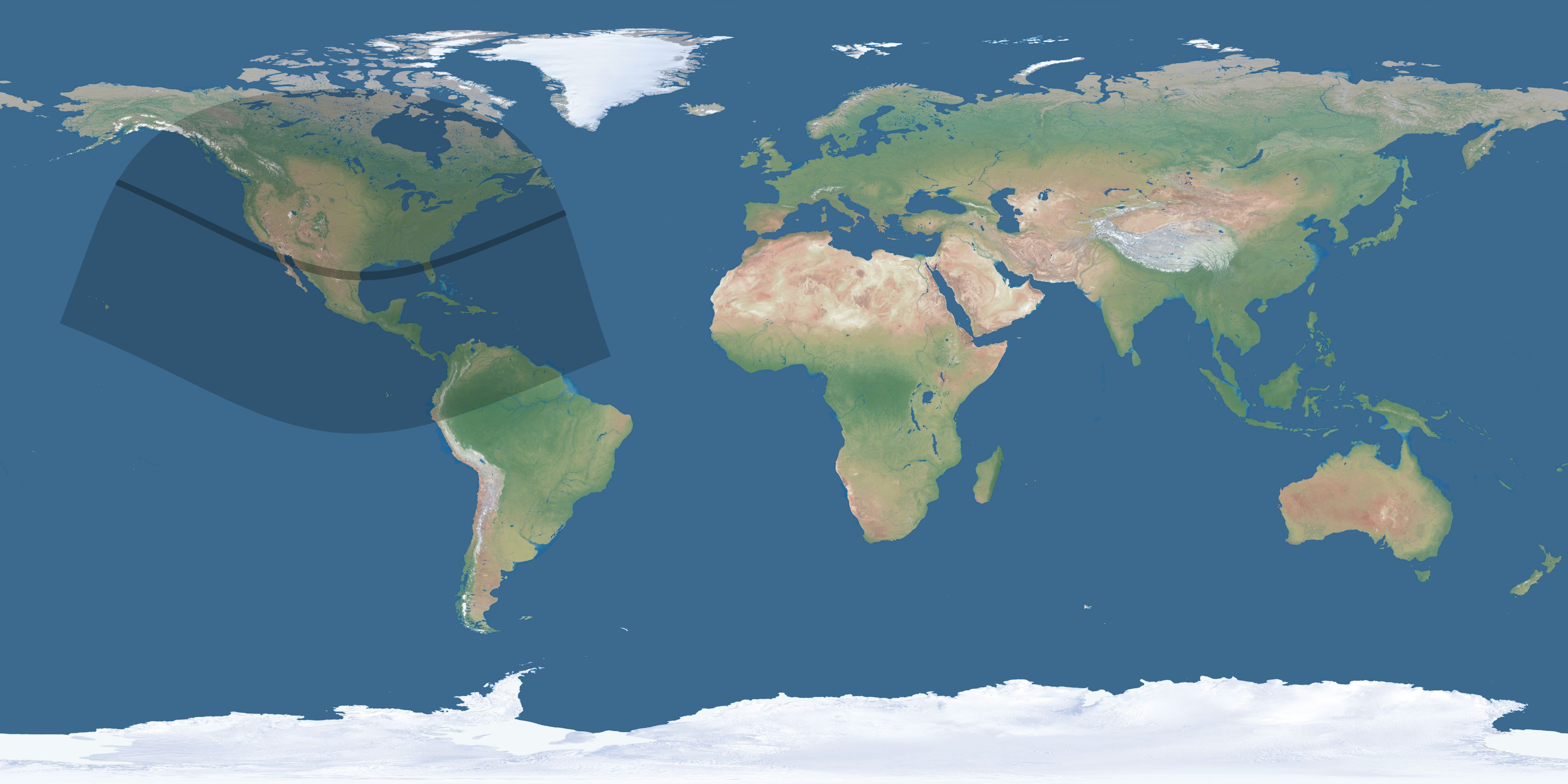 Map of the umbra and penumbra path of the solar eclipse of 11/28/2198
