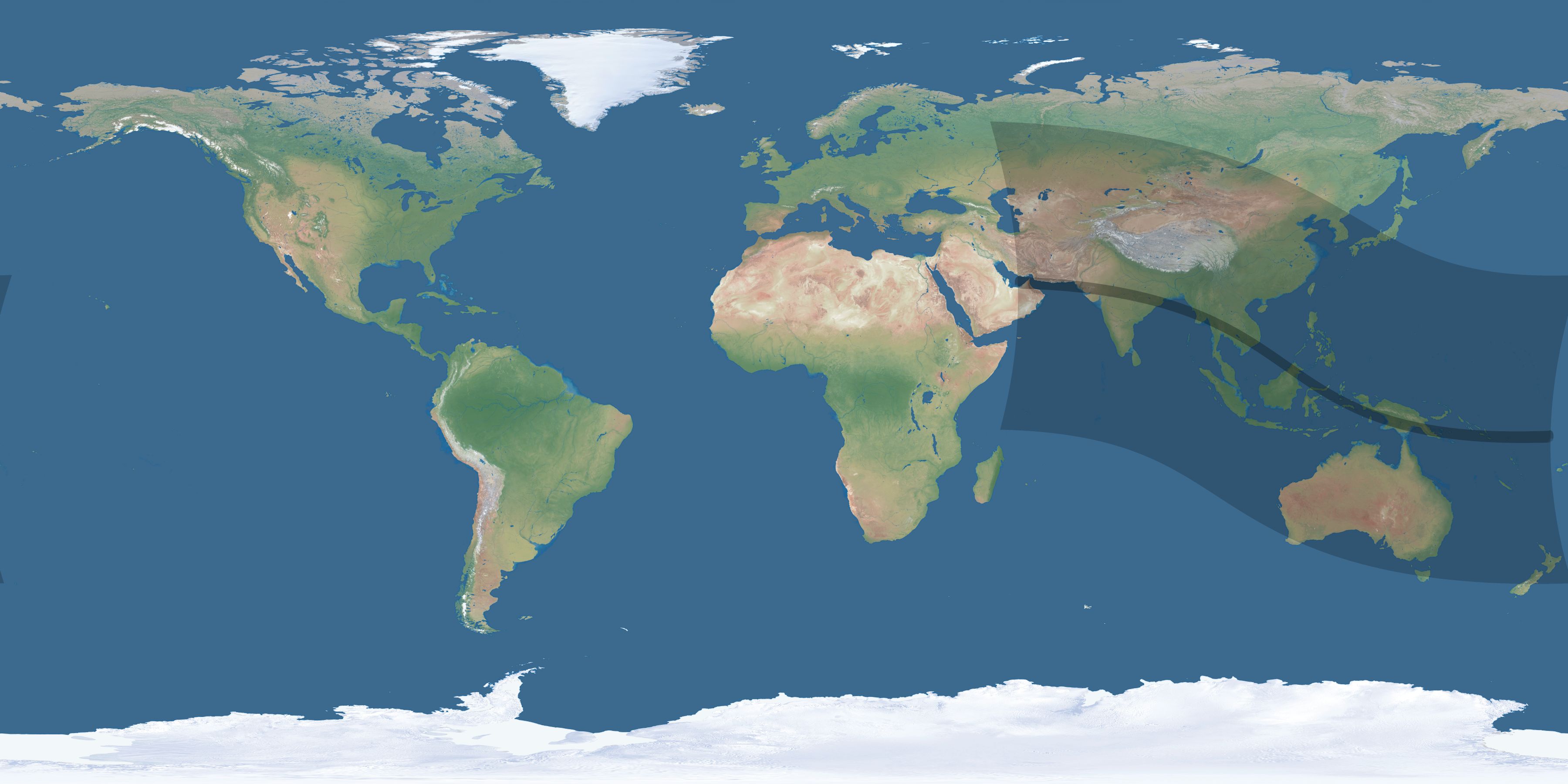 Map of the umbra and penumbra path of the solar eclipse of 09/28/2201