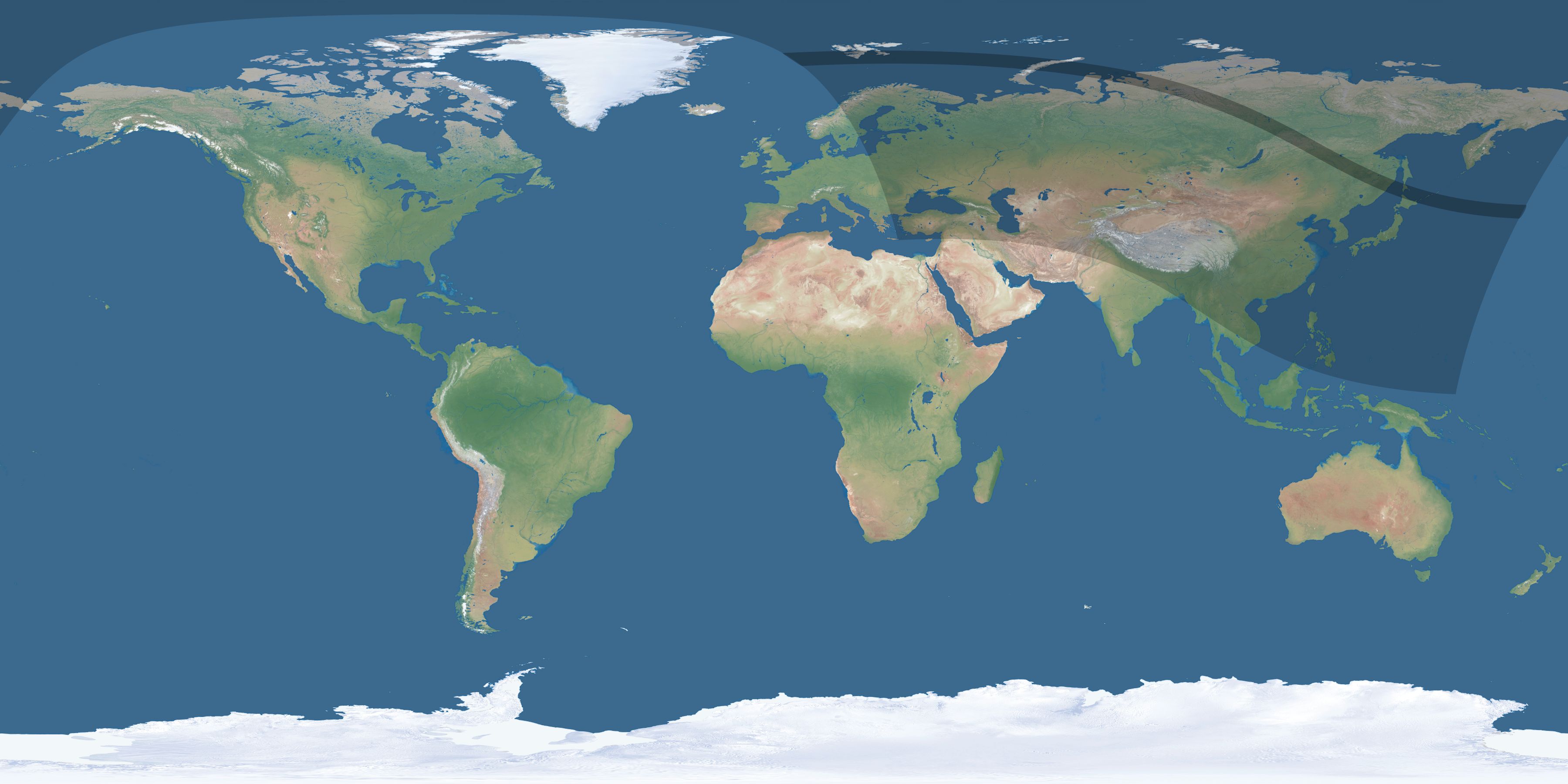 Map of the umbra and penumbra path of the solar eclipse of 09/17/2202