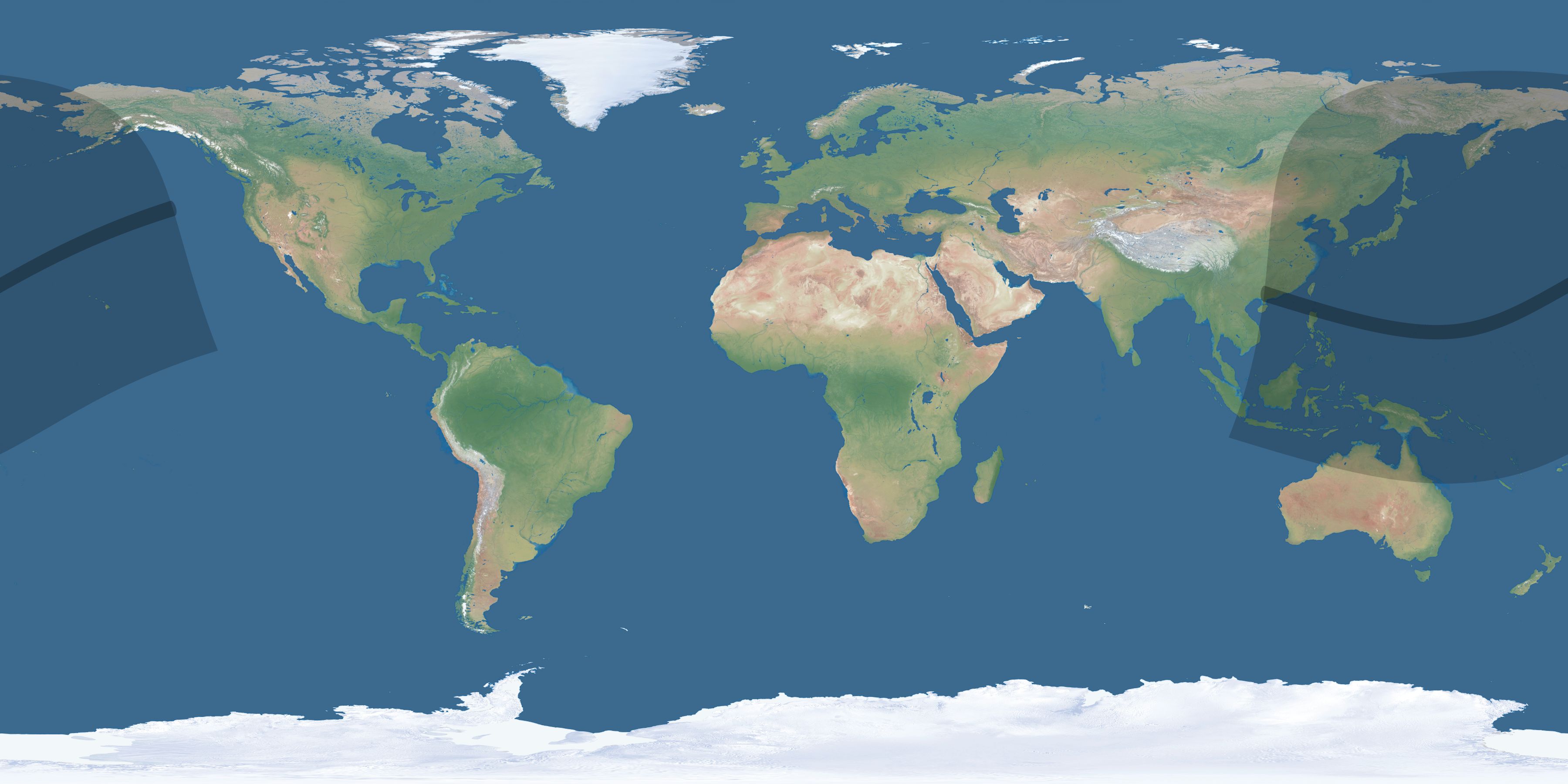 Map of the umbra and penumbra path of the solar eclipse of 02/02/2204