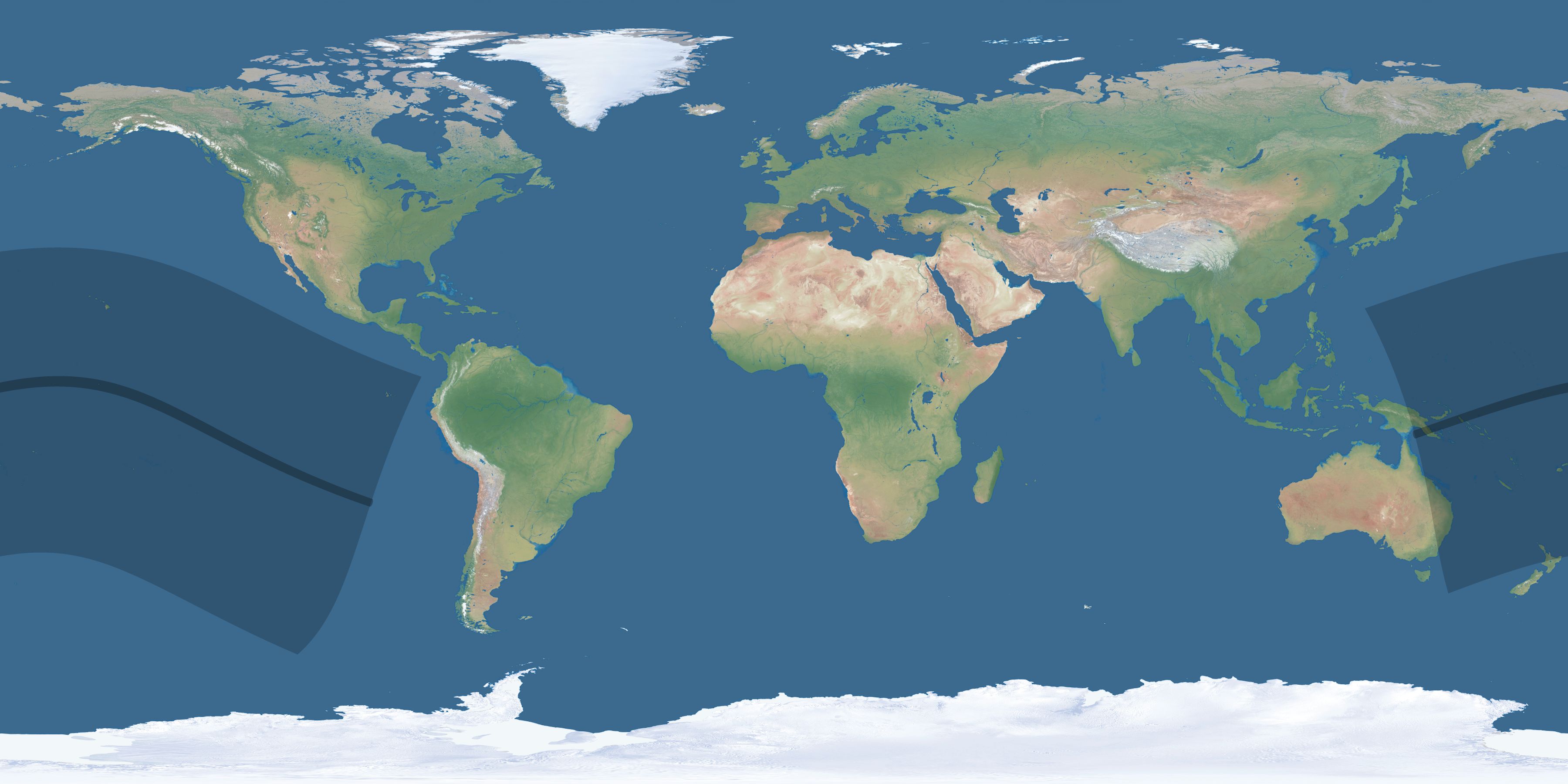 Map of the umbra and penumbra path of the solar eclipse of 07/27/2204