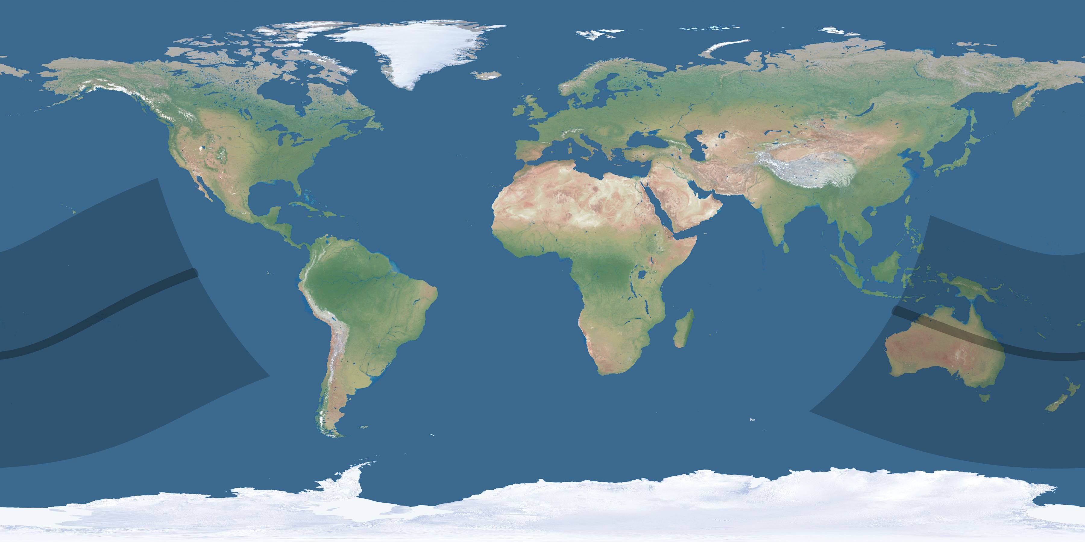 Map of the umbra and penumbra path of the solar eclipse of 01/21/2205