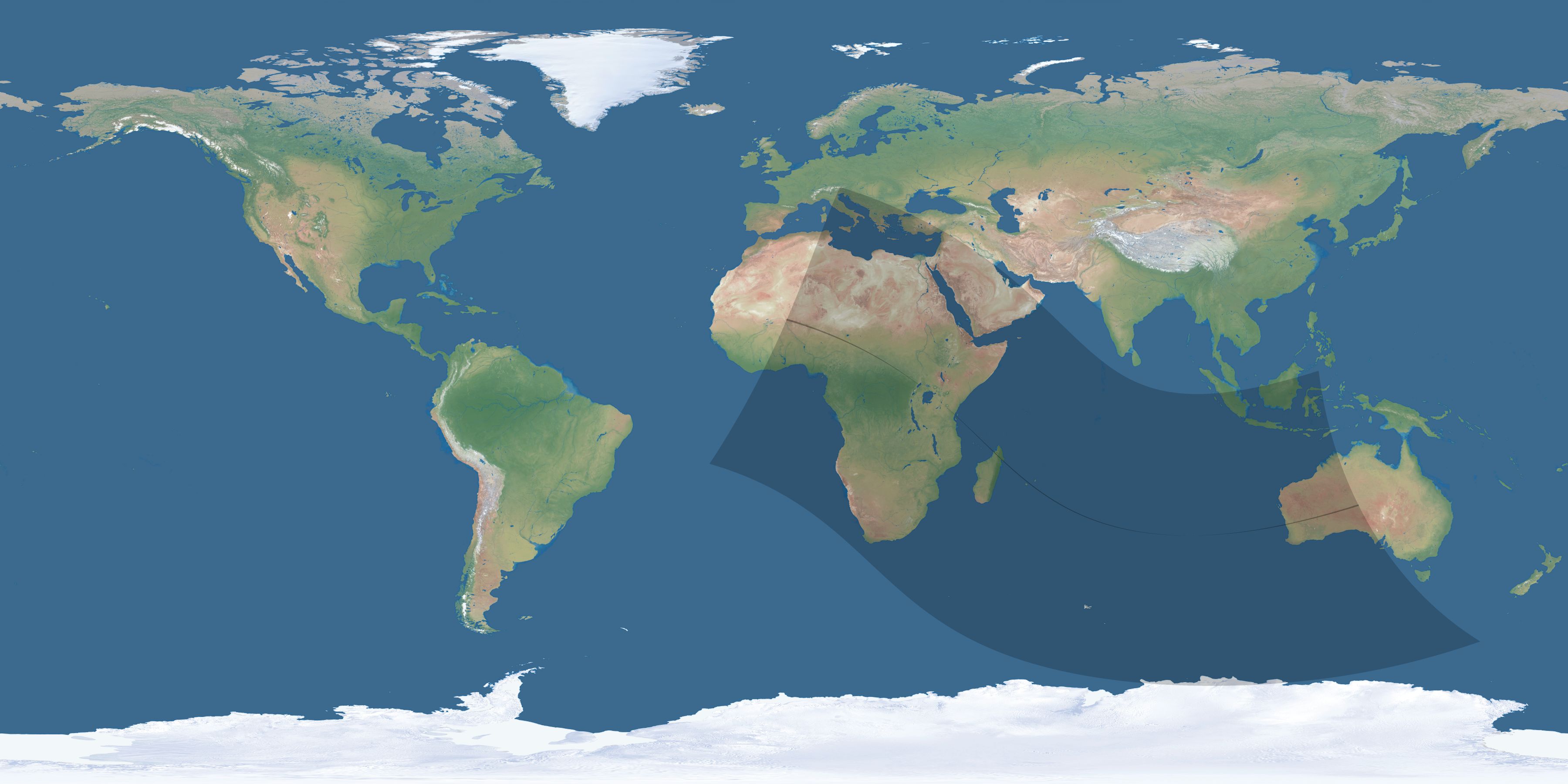 Map of the umbra and penumbra path of the solar eclipse of 11/09/2208