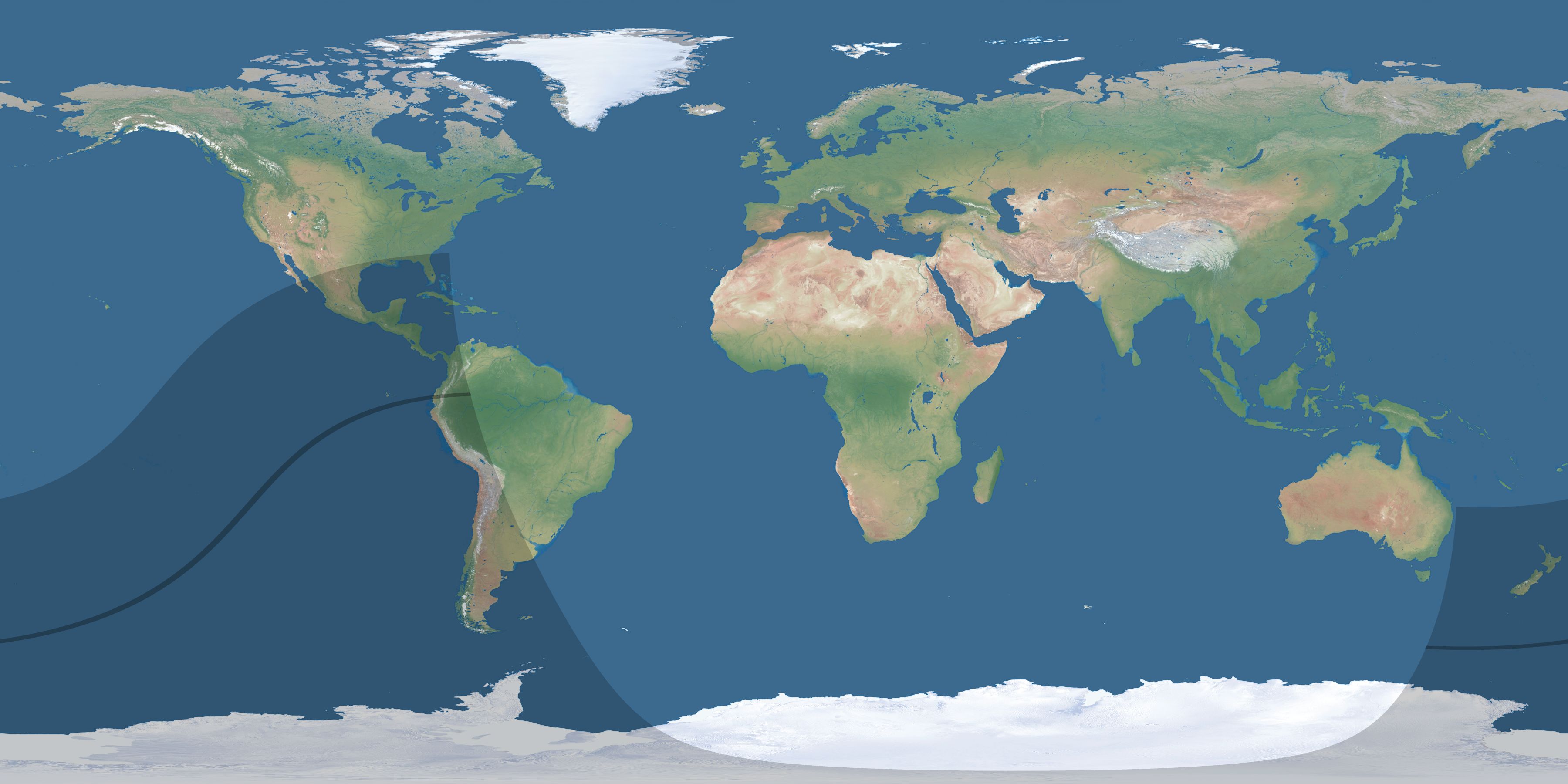 Map of the umbra and penumbra path of the solar eclipse of 03/15/2211