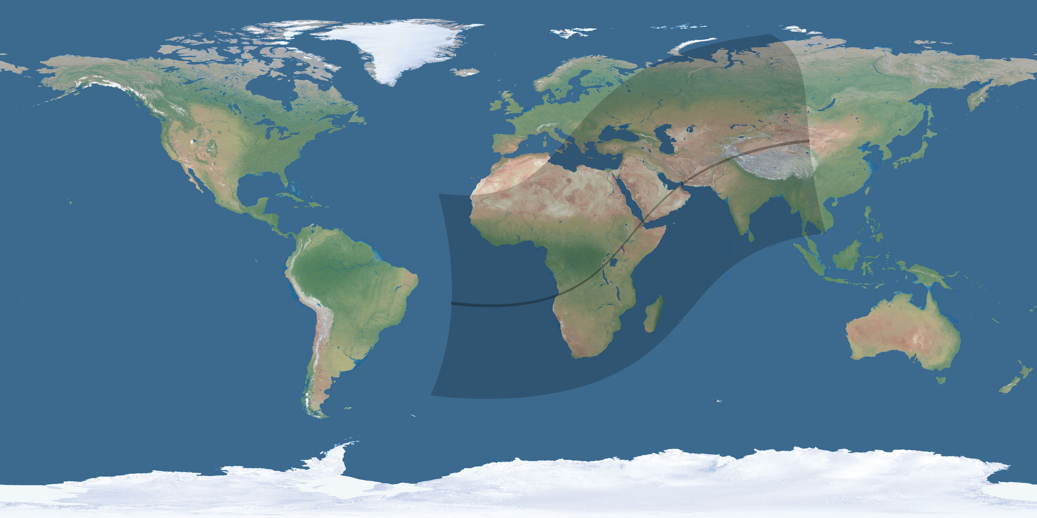 Map of the umbra and penumbra path of the solar eclipse of 03/04/2212