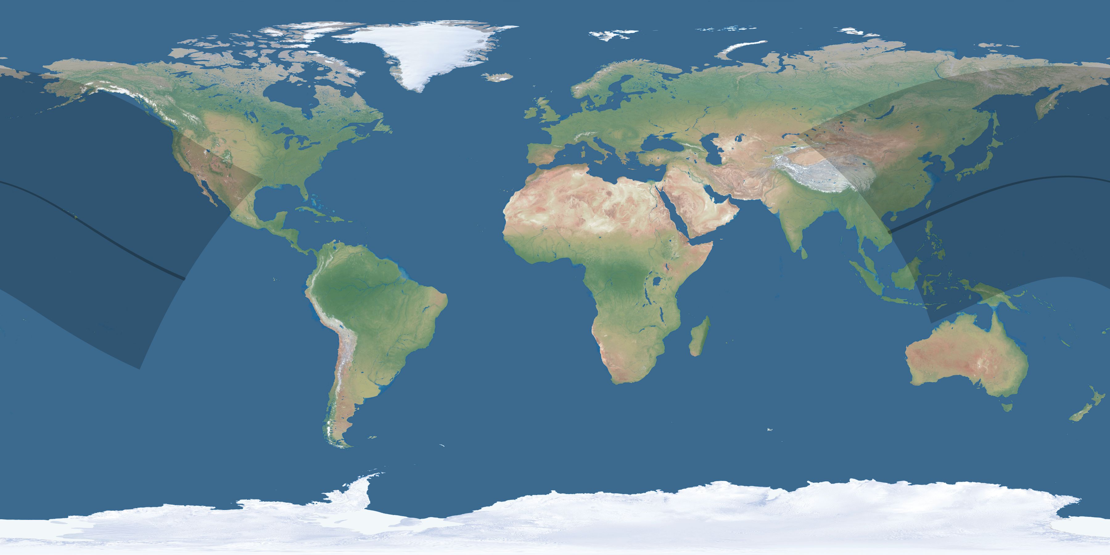 Map of the umbra and penumbra path of the solar eclipse of 06/28/2215