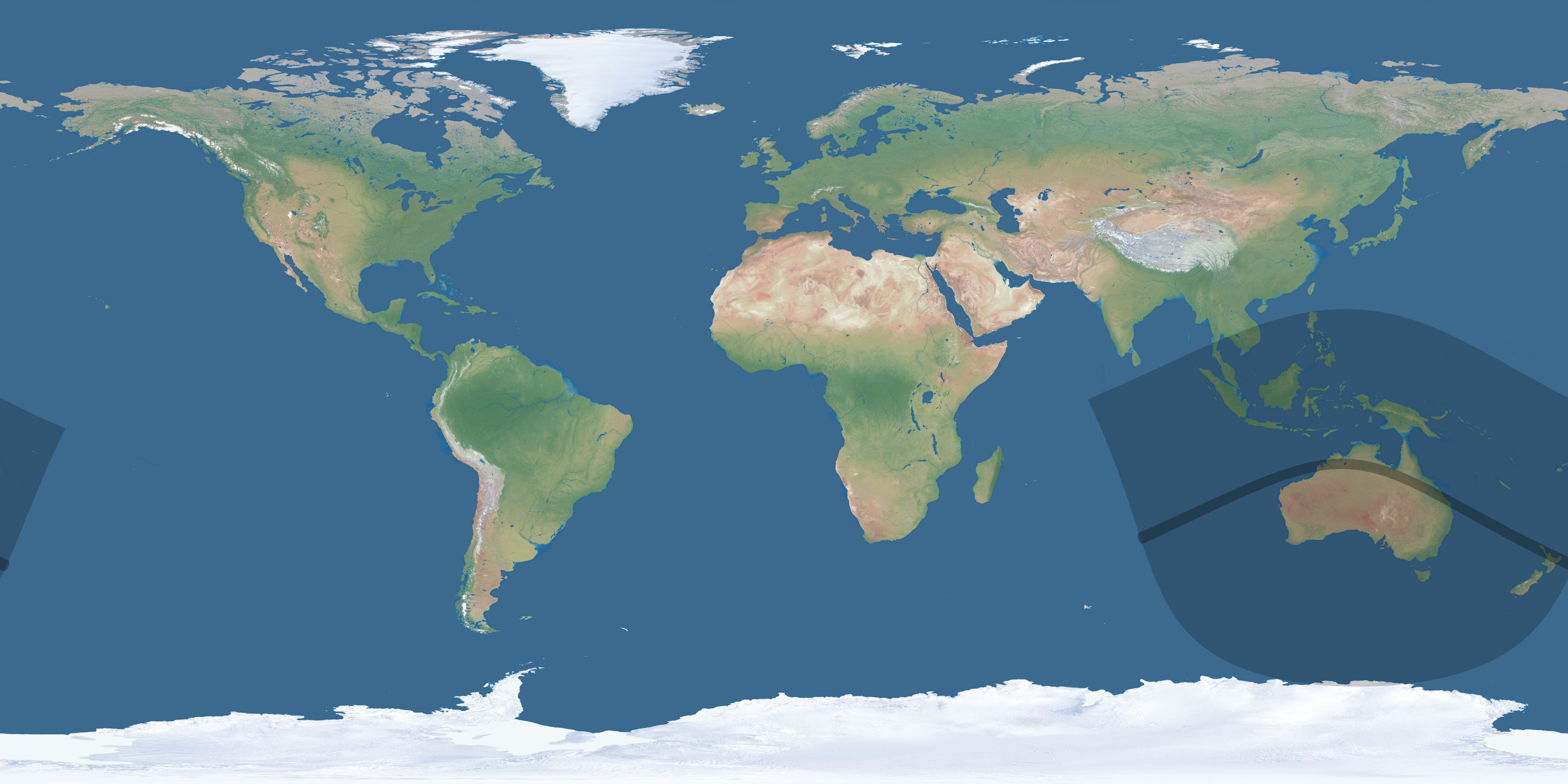 Map of the umbra and penumbra path of the solar eclipse of 06/16/2216