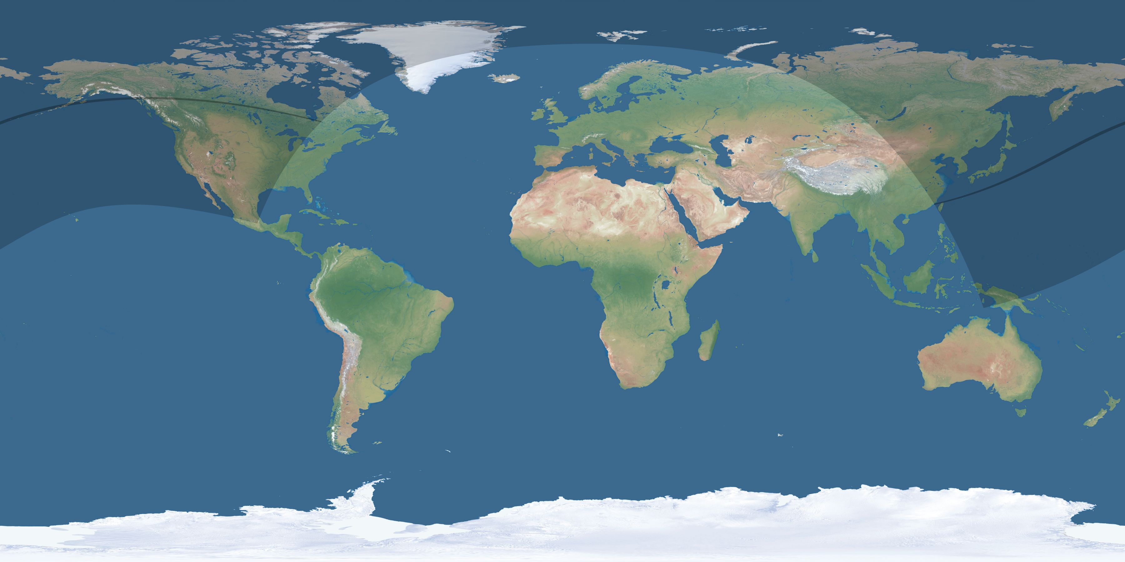 Map of the umbra and penumbra path of the solar eclipse of 04/25/2218