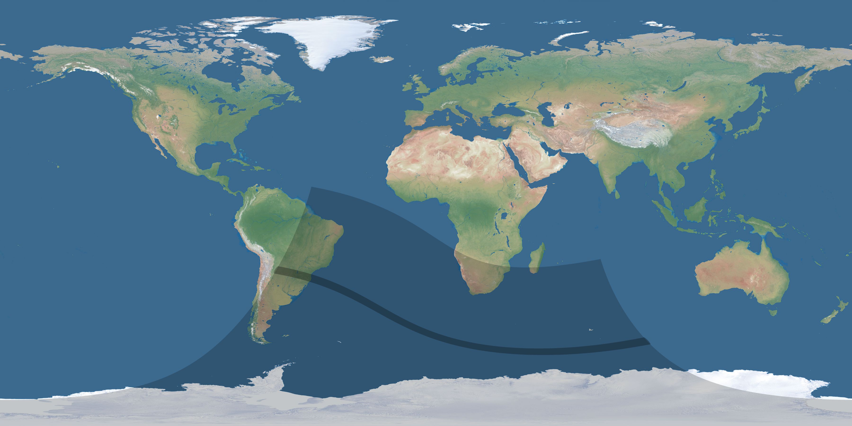 Map of the umbra and penumbra path of the solar eclipse of 10/20/2218