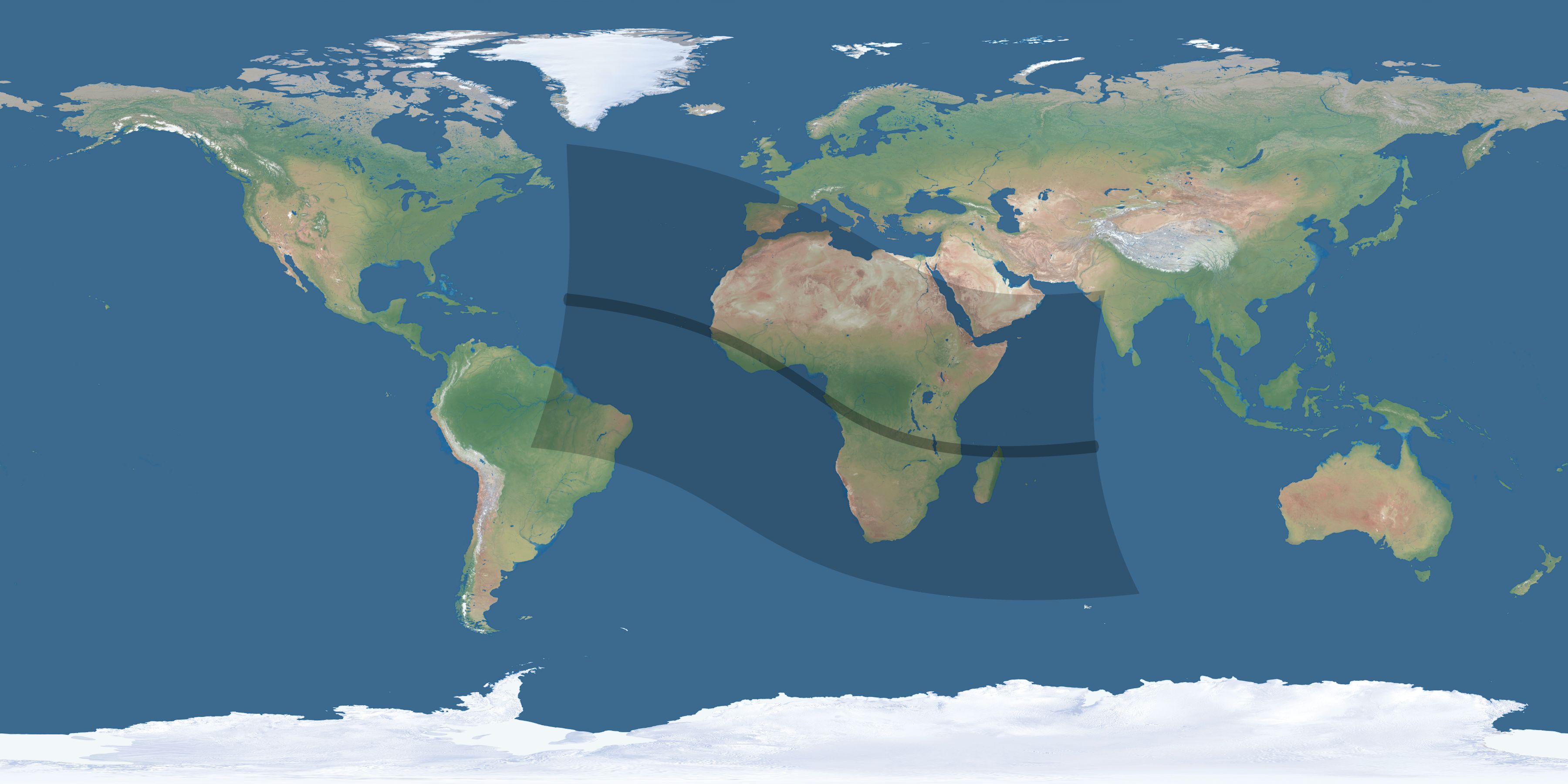Map of the umbra and penumbra path of the solar eclipse of 10/09/2219