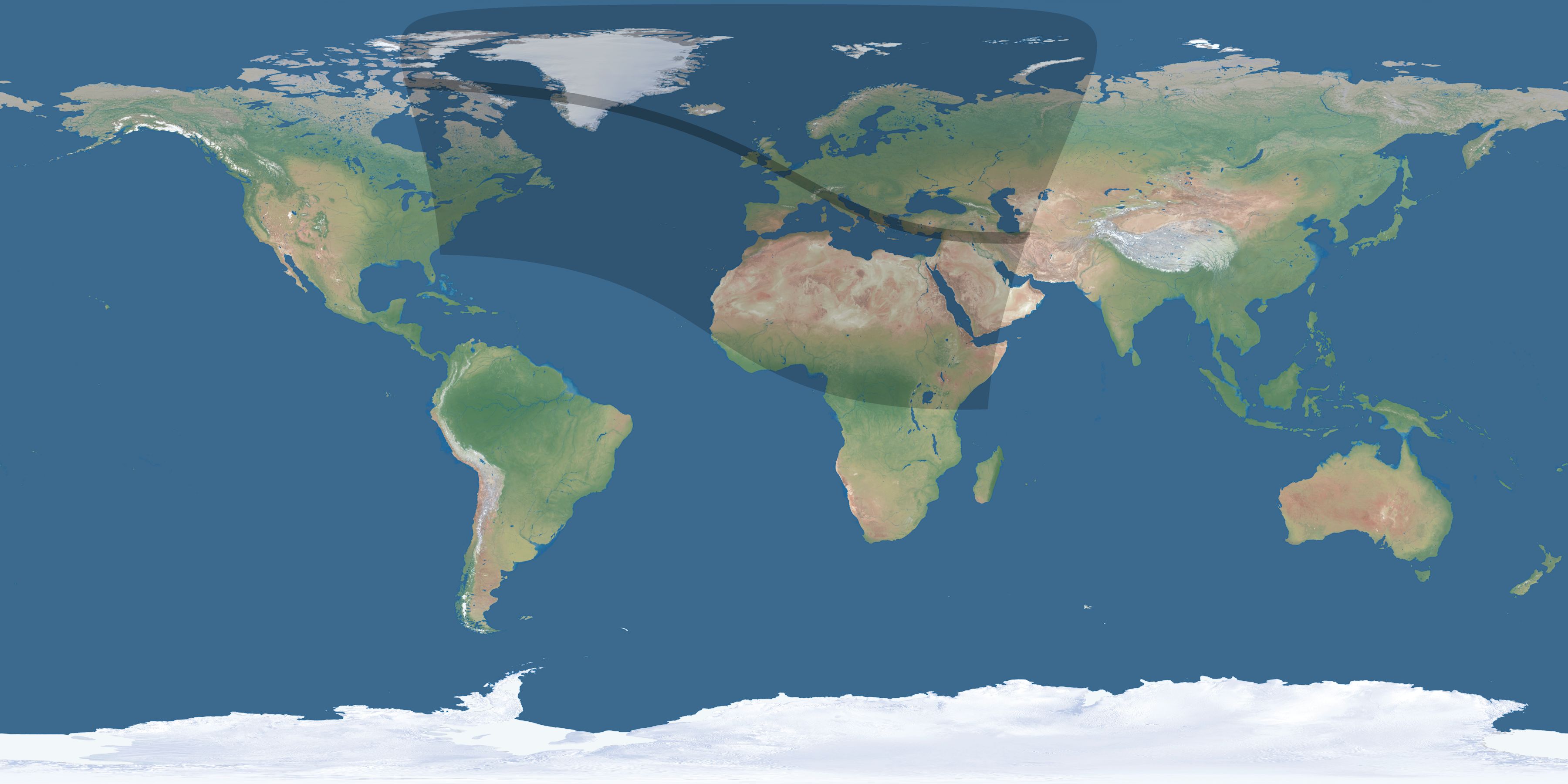 Map of the umbra and penumbra path of the solar eclipse of 09/27/2220