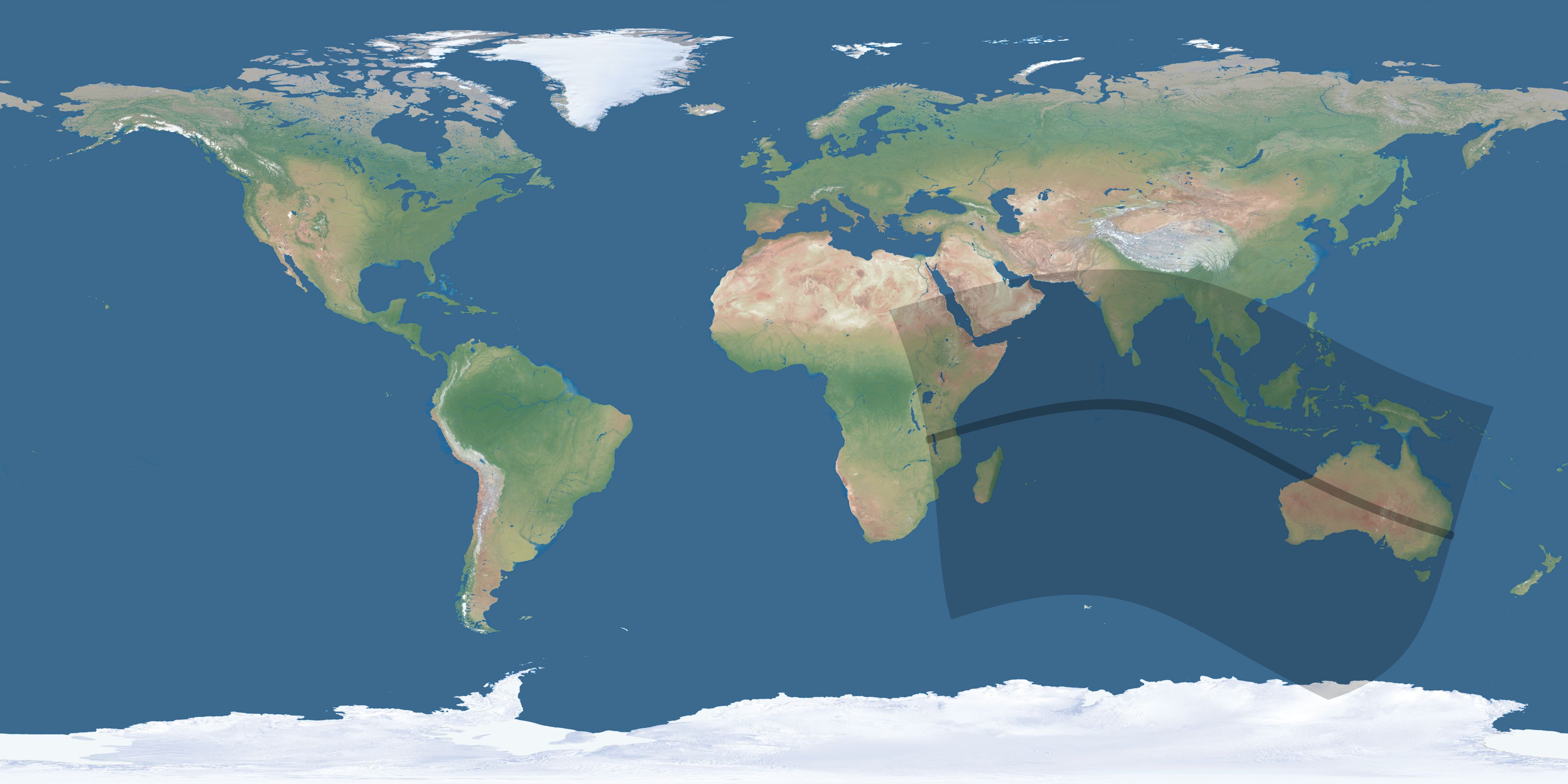 Map of the umbra and penumbra path of the solar eclipse of 08/08/2222
