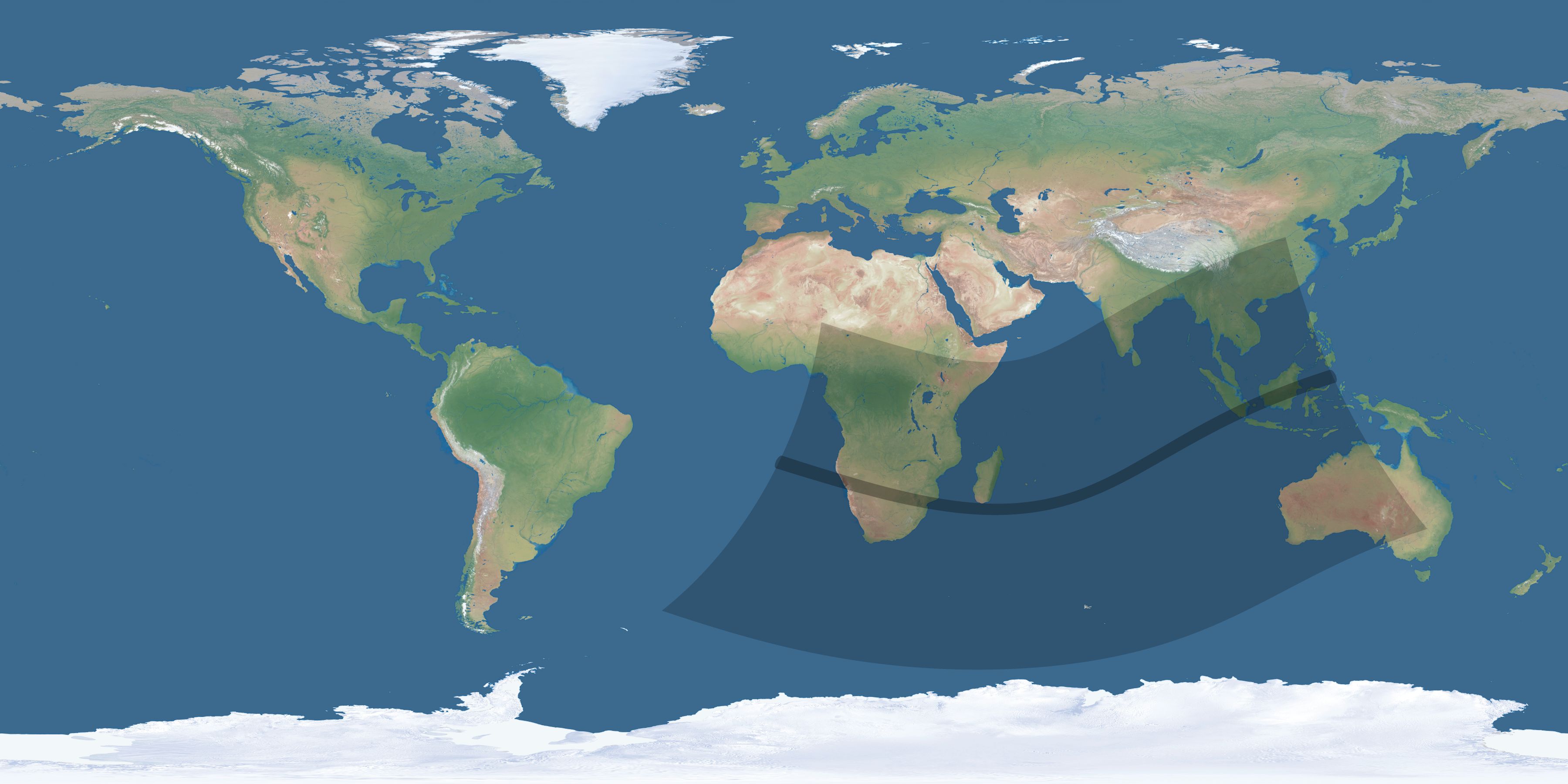 Map of the umbra and penumbra path of the solar eclipse of 02/01/2223