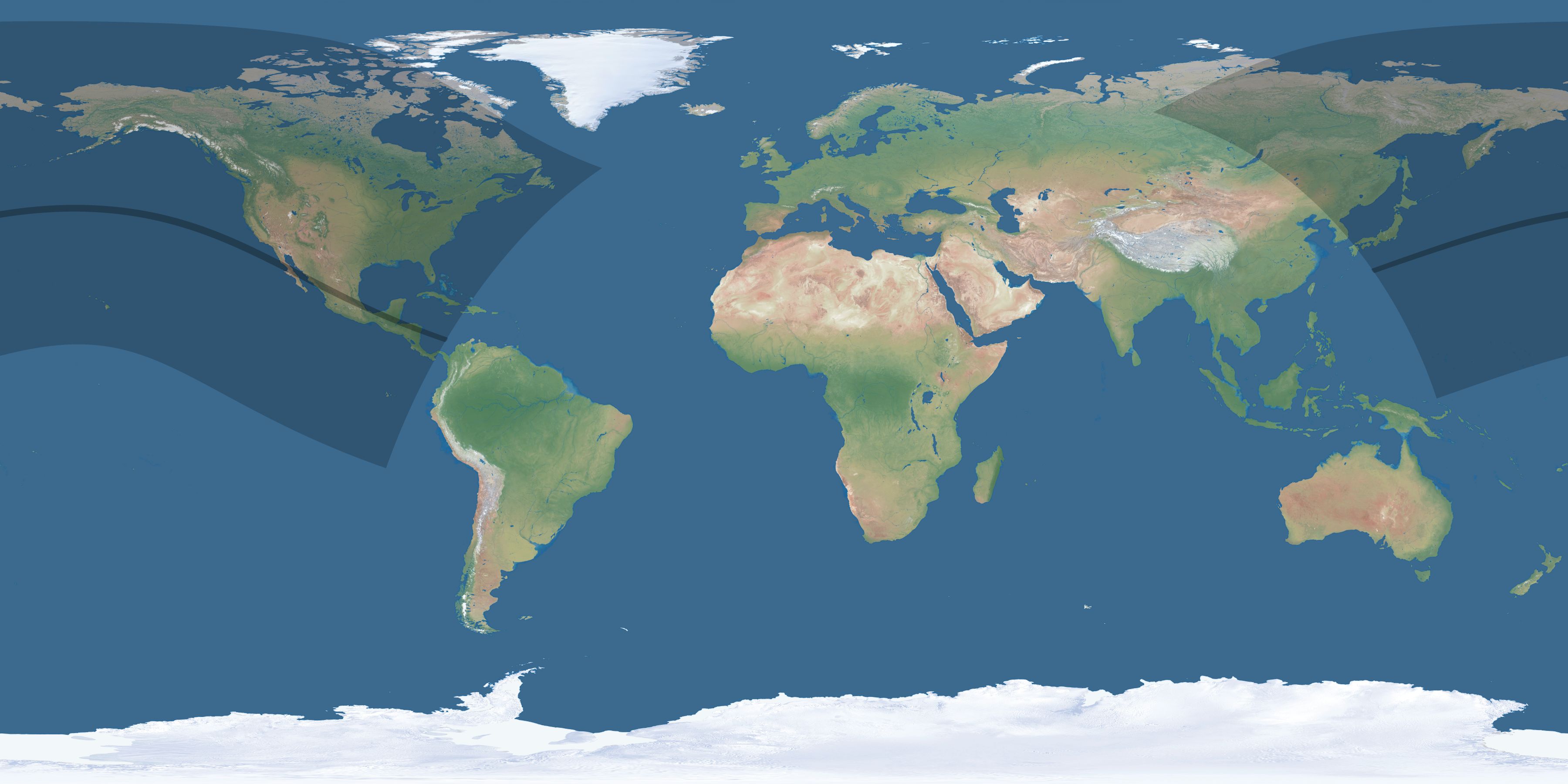 Map of the umbra and penumbra path of the solar eclipse of 07/28/2223