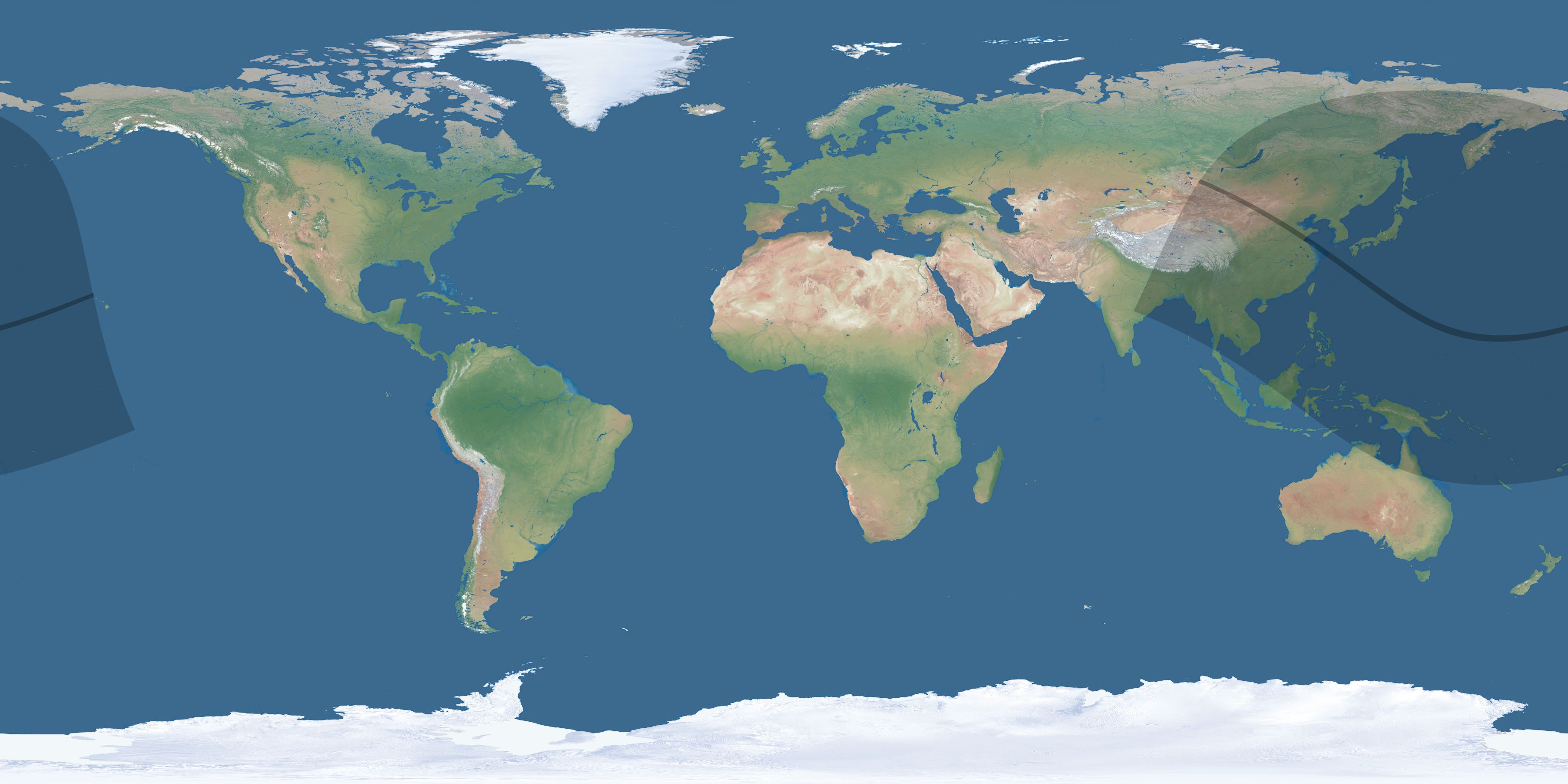 Map of the umbra and penumbra path of the solar eclipse of 12/01/2225