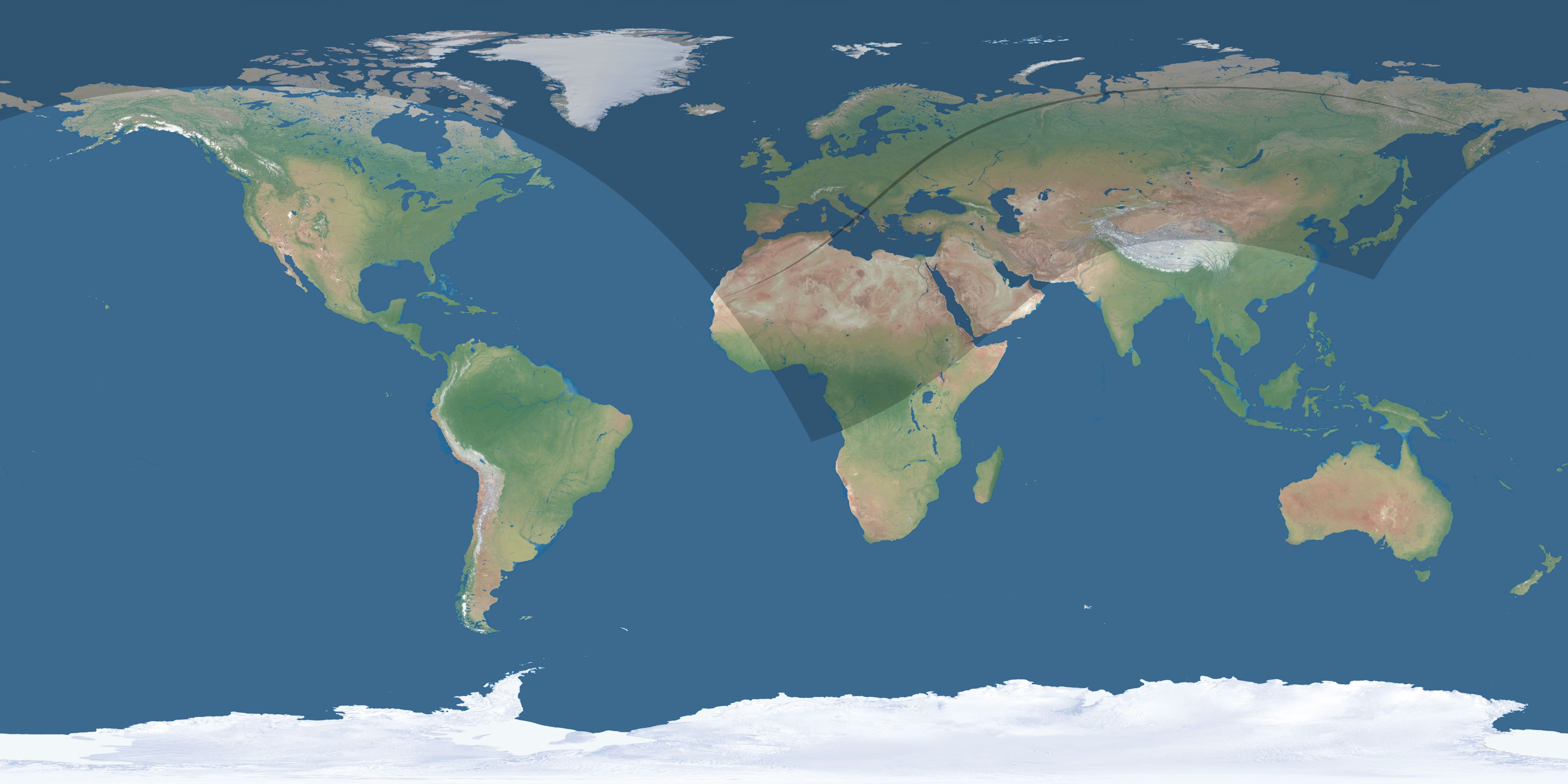 Map of the umbra and penumbra path of the solar eclipse of 05/16/2227