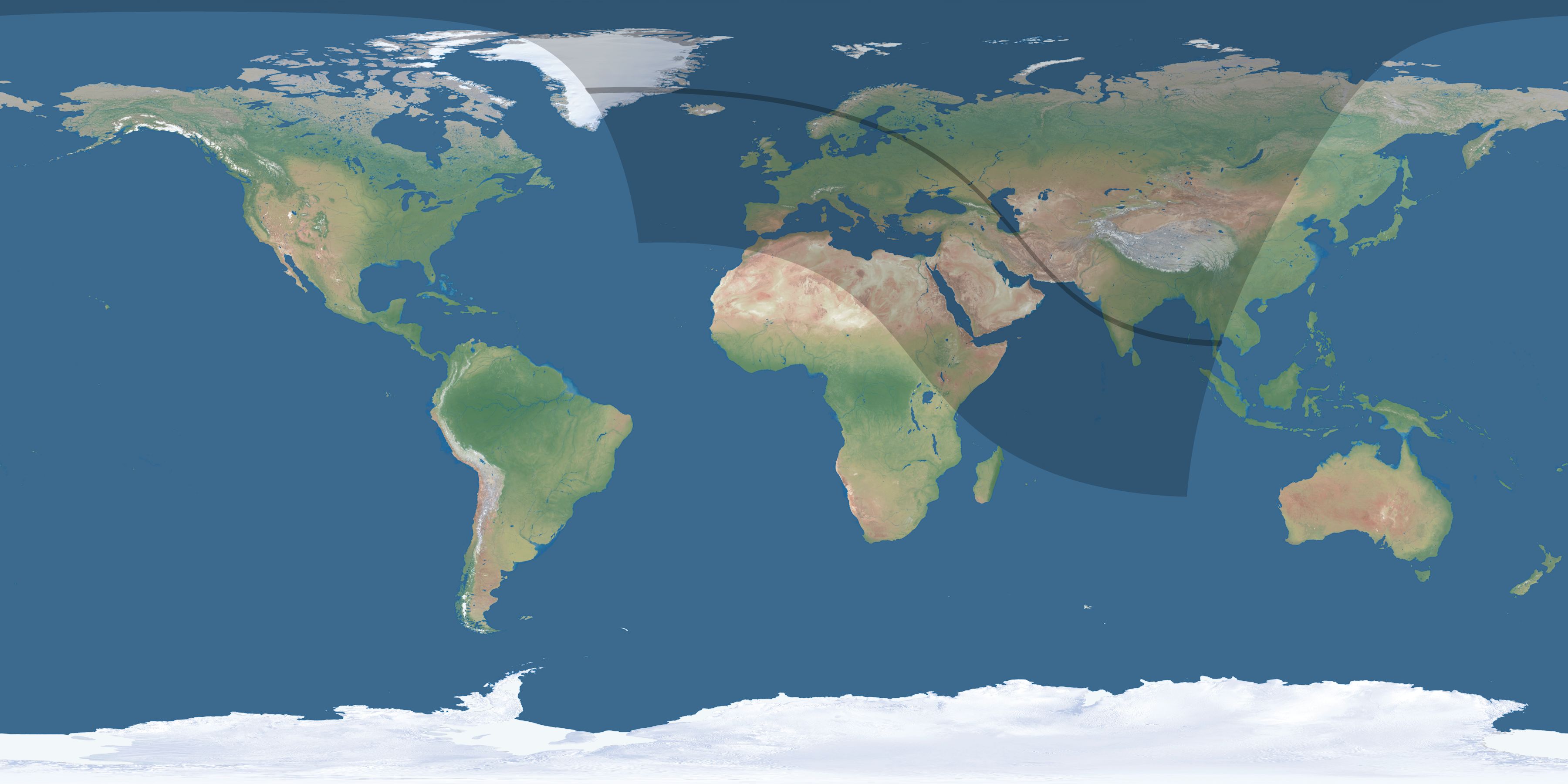 Map of the umbra and penumbra path of the solar eclipse of 09/18/2229