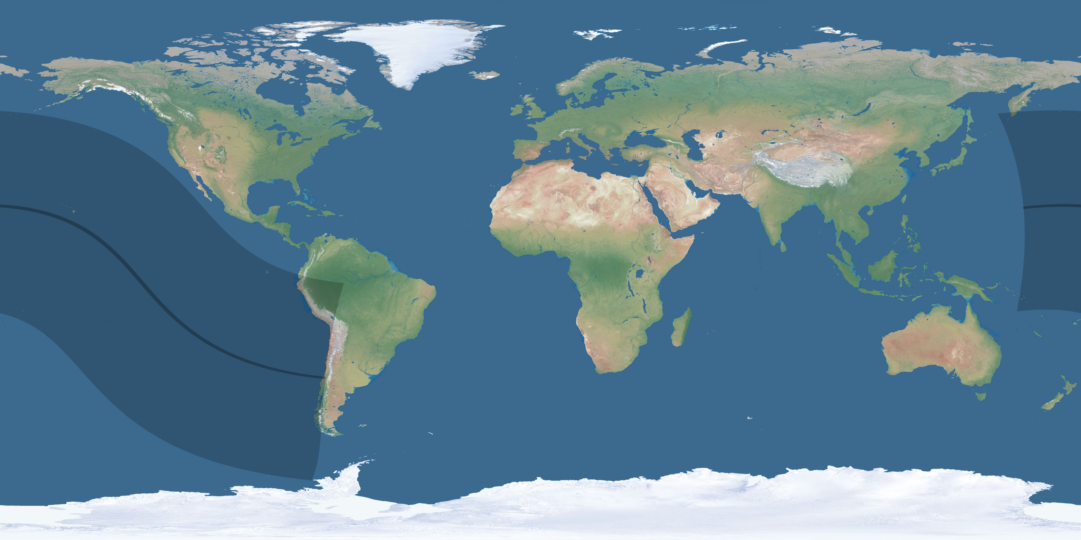 Map of the umbra and penumbra path of the solar eclipse of 09/07/2230
