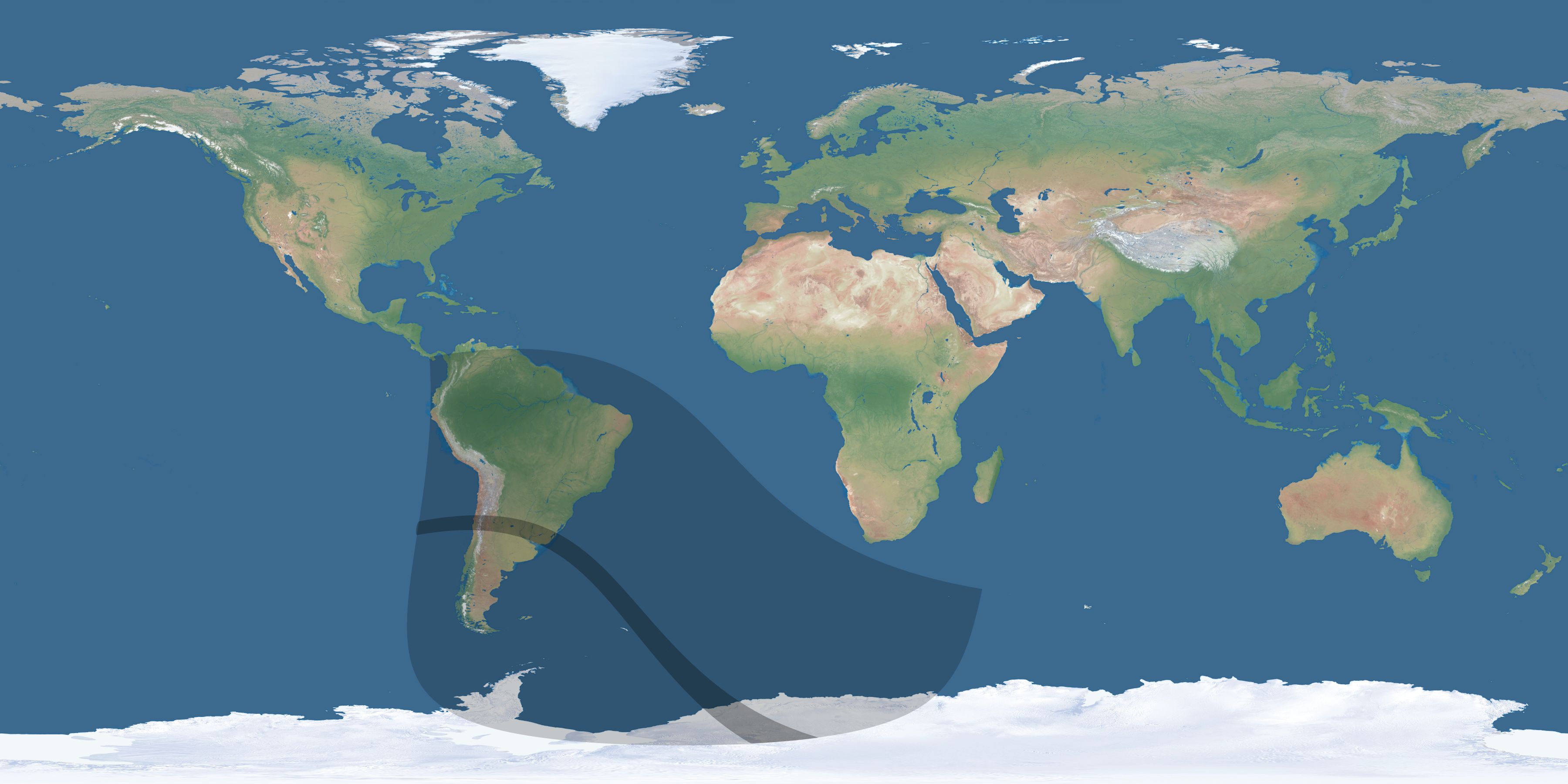 Map of the umbra and penumbra path of the solar eclipse of 08/28/2231