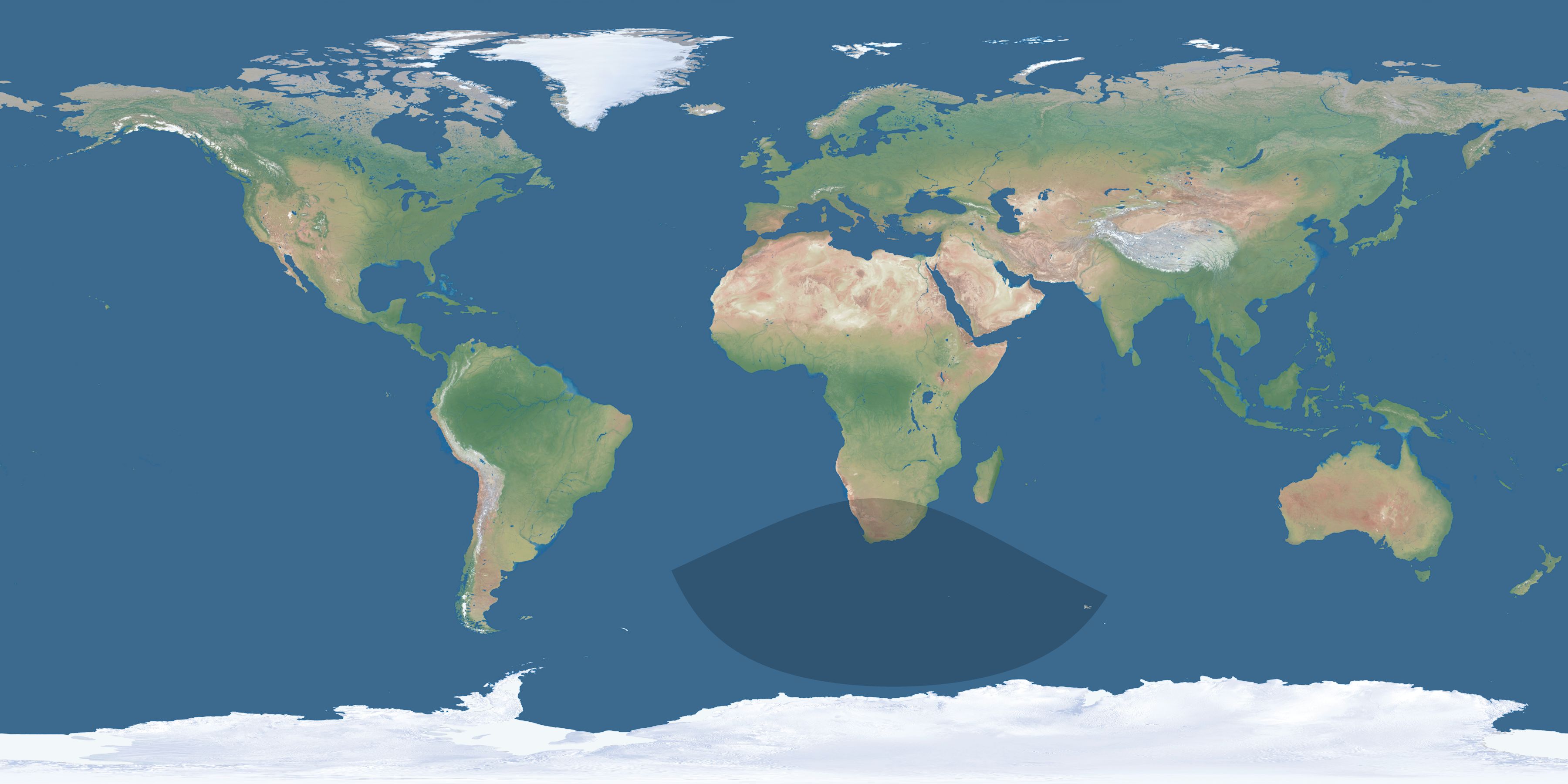 Map of the umbra and penumbra path of the solar eclipse of 06/16/2235