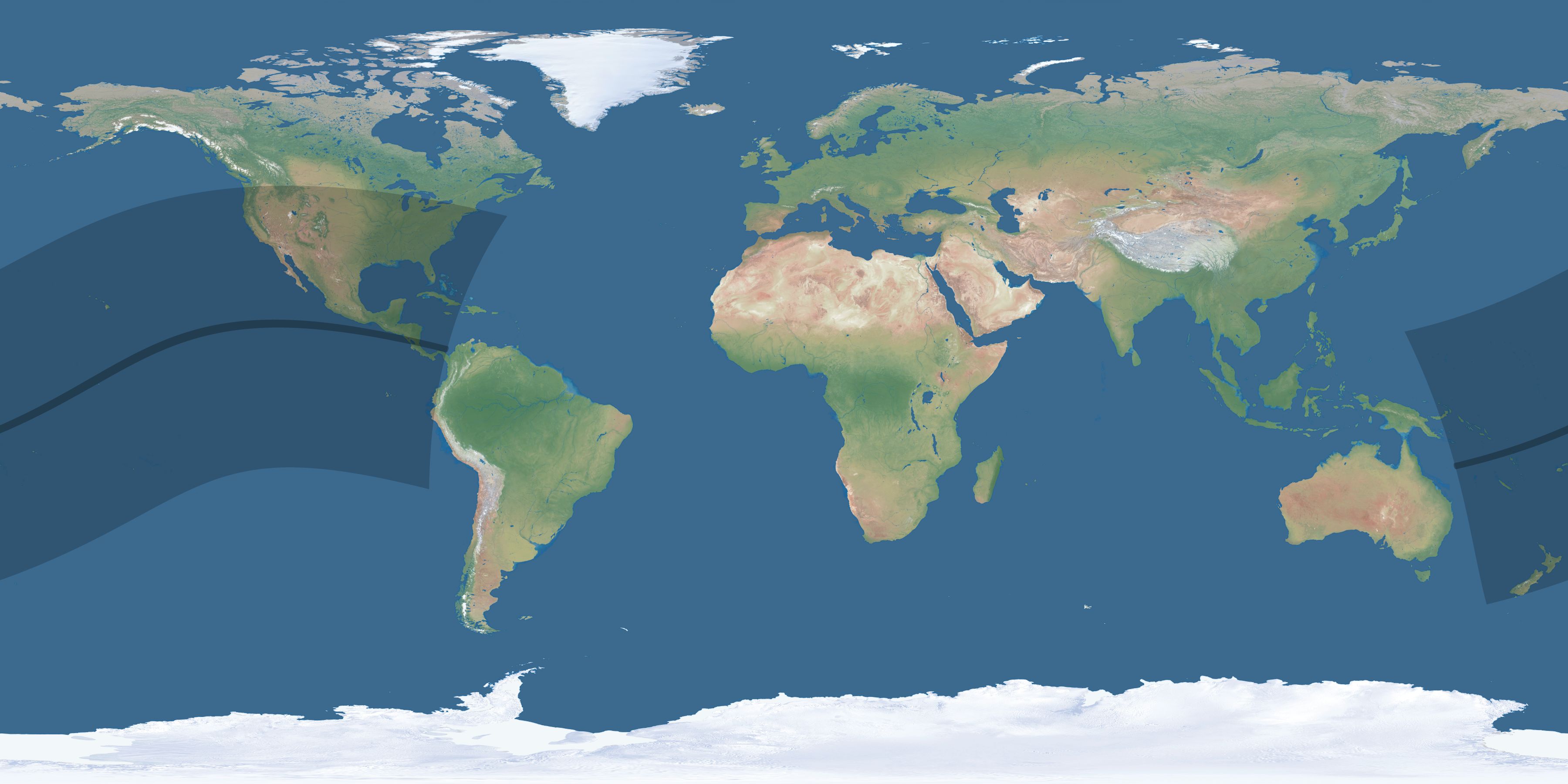 Map of the umbra and penumbra path of the solar eclipse of 04/25/2237