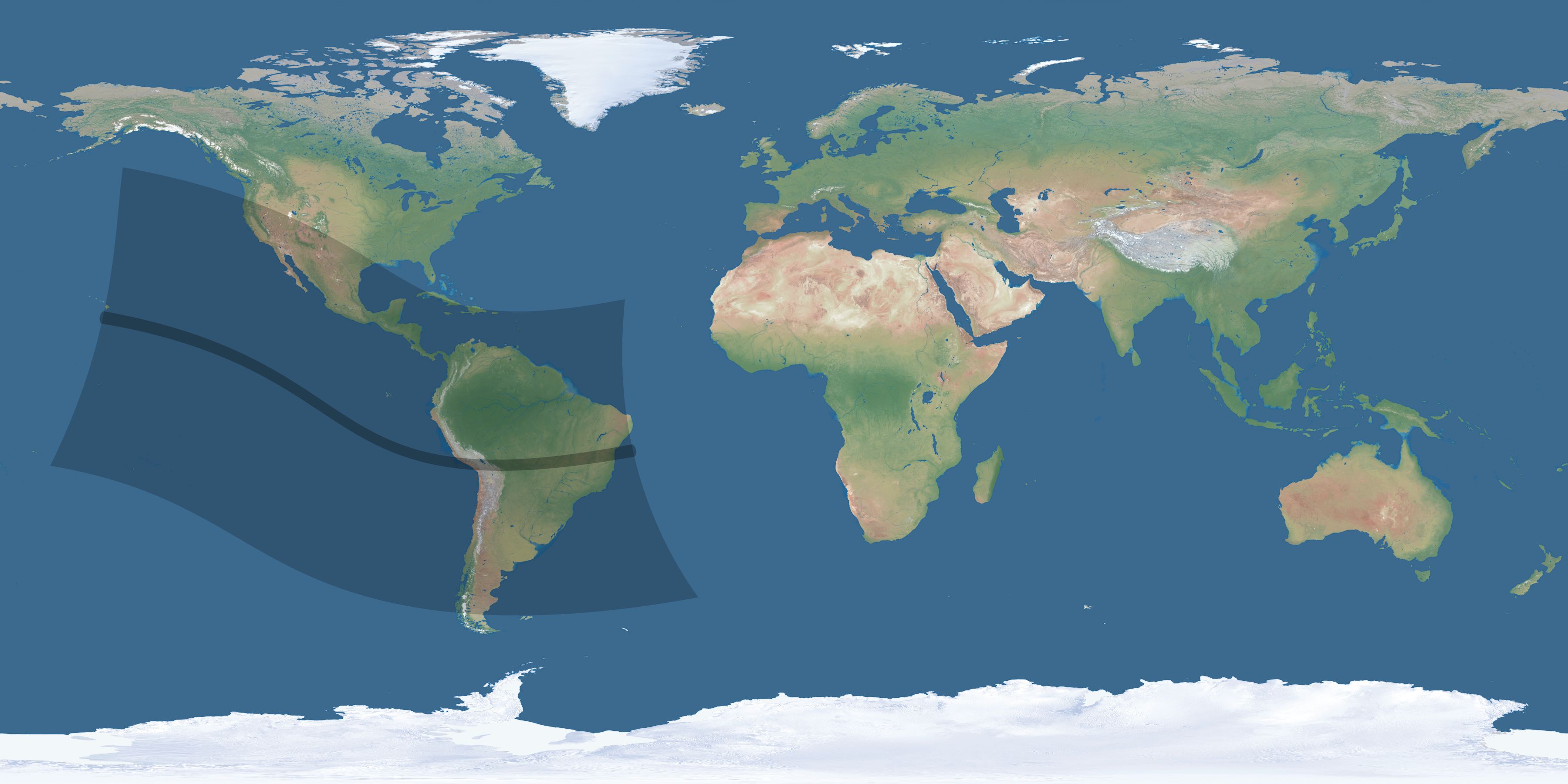 Map of the umbra and penumbra path of the solar eclipse of 10/19/2237