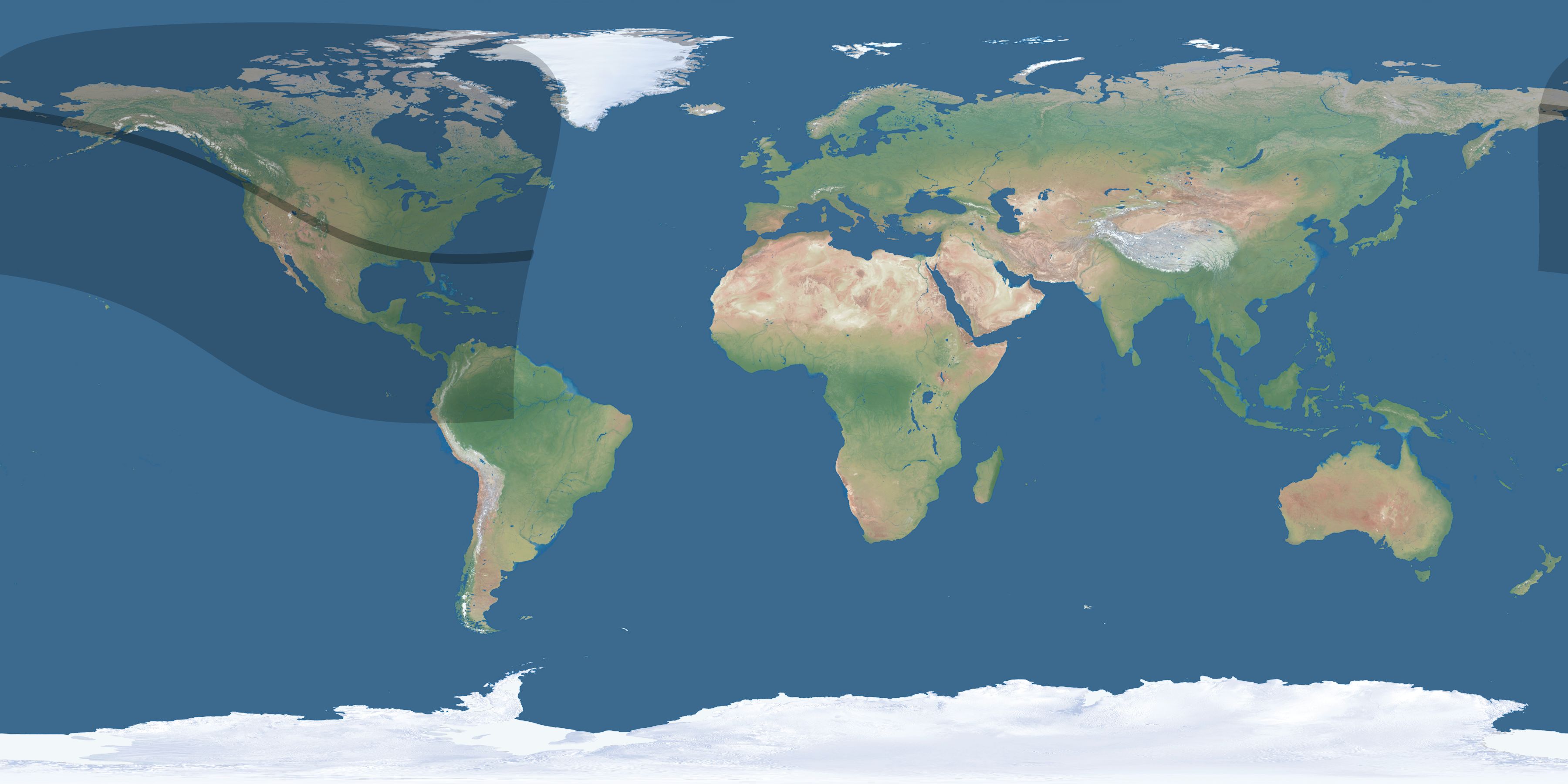 Map of the umbra and penumbra path of the solar eclipse of 10/08/2238